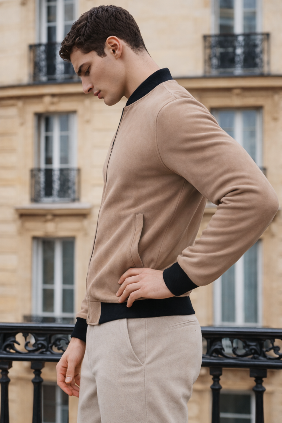 Erkek Trend Dar Astarsız Nubuk Süet A.Kahve Ceket