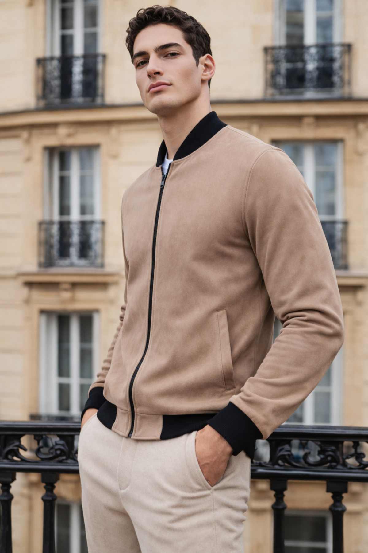 Erkek Trend Dar Astarsız Nubuk Süet A.Kahve Ceket