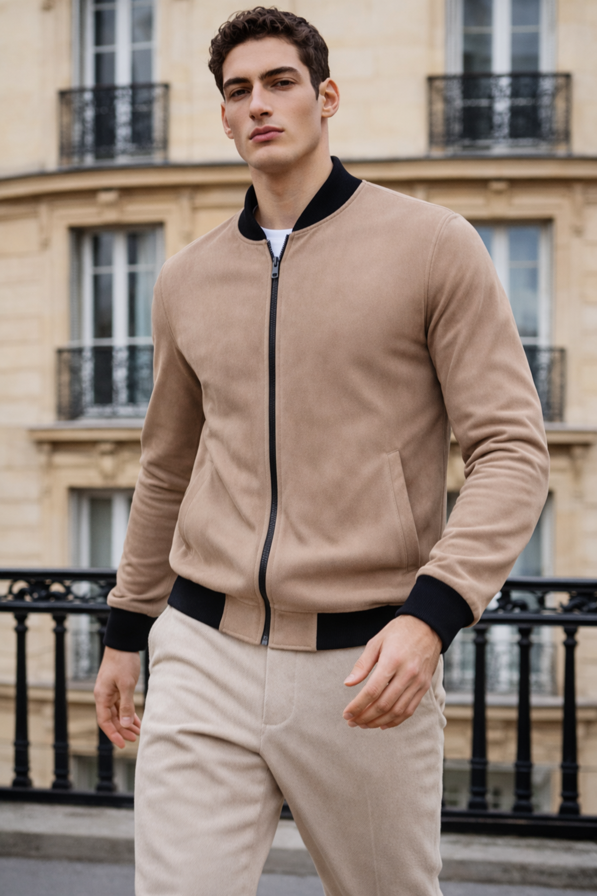 Erkek Trend Dar Astarsız Nubuk Süet A.Kahve Ceket