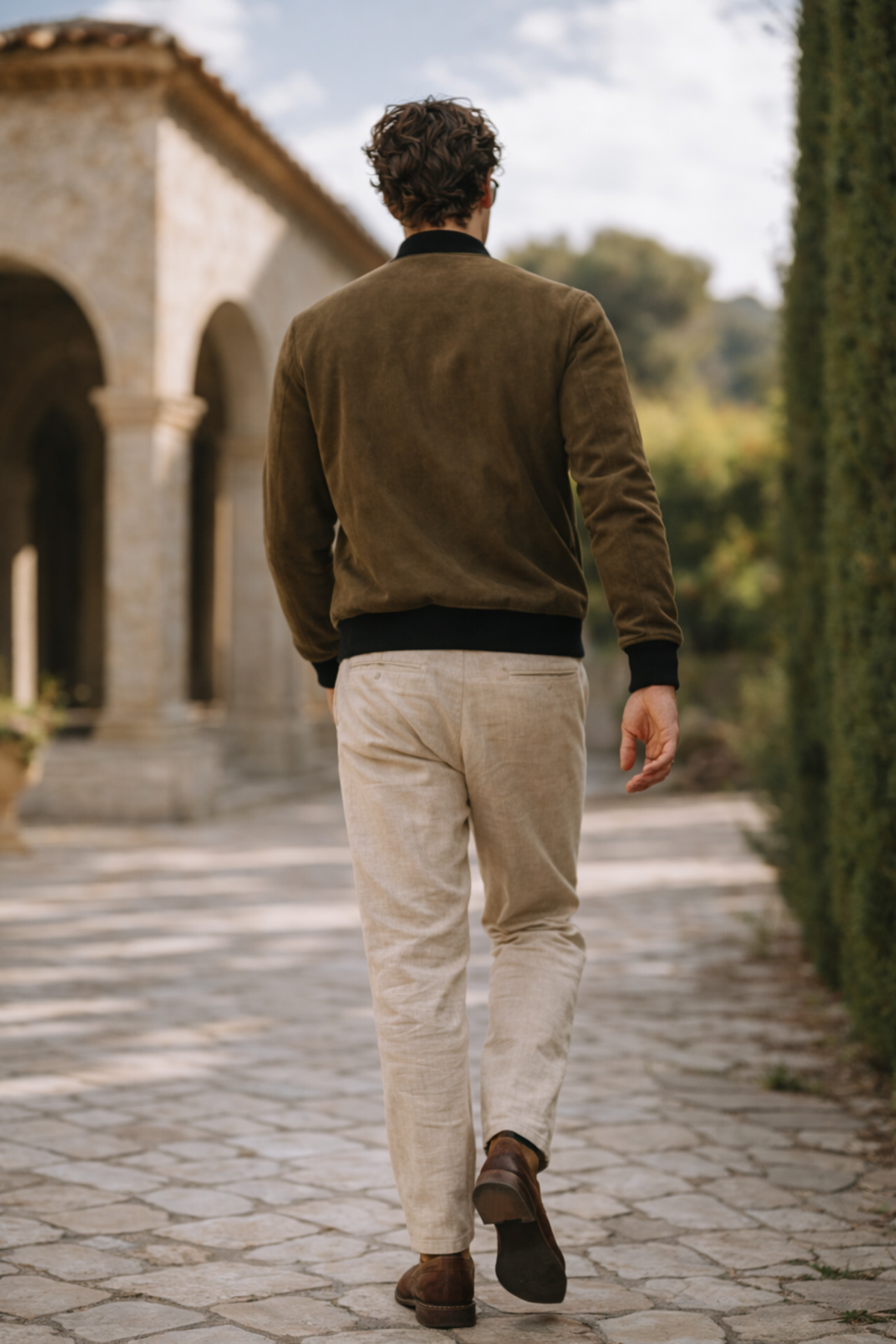 Erkek Premium Comfort Basic Nubuk Süet Haki Ceket