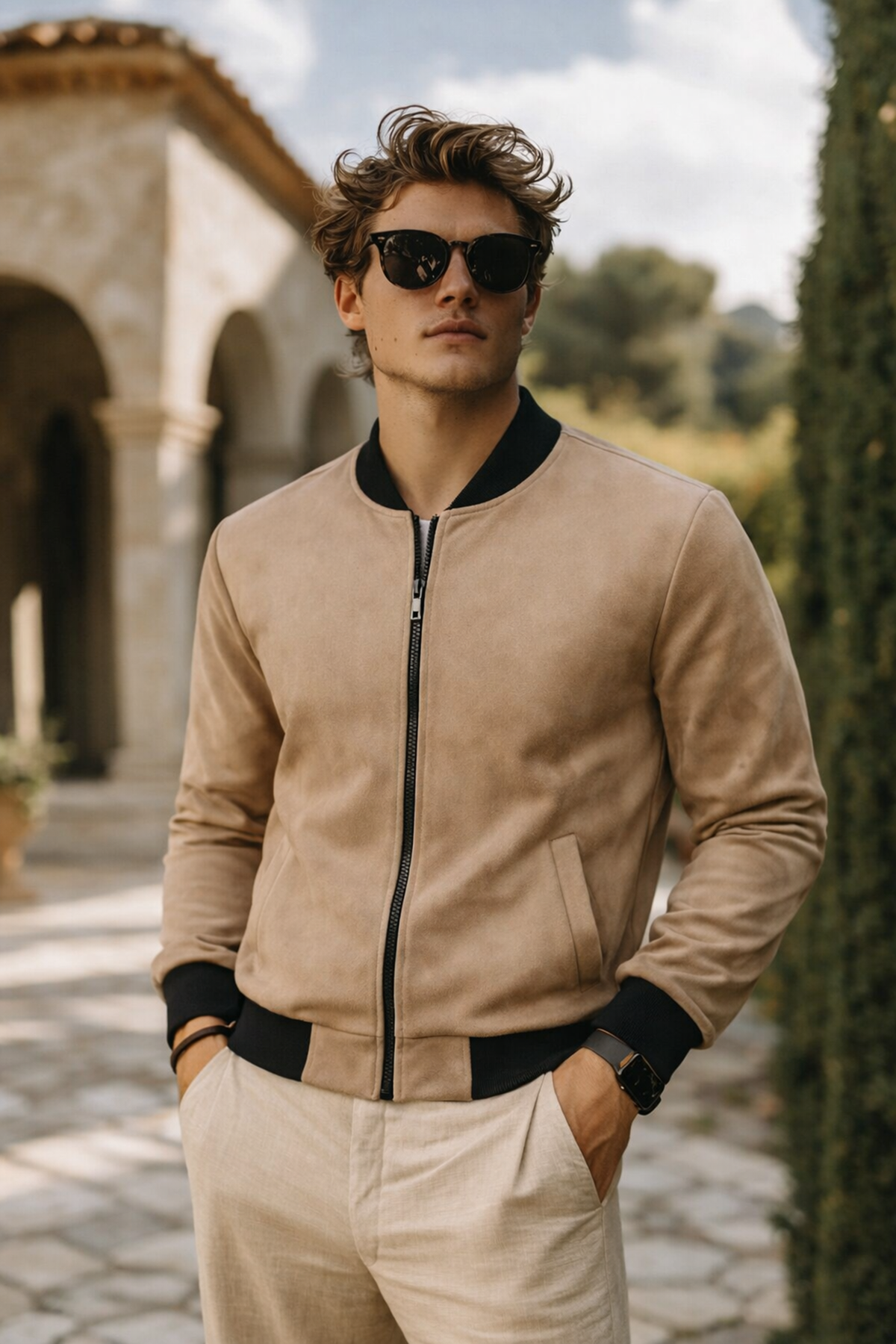 Erkek Premium Comfort Basic Nubuk Süet Kahve Ceket