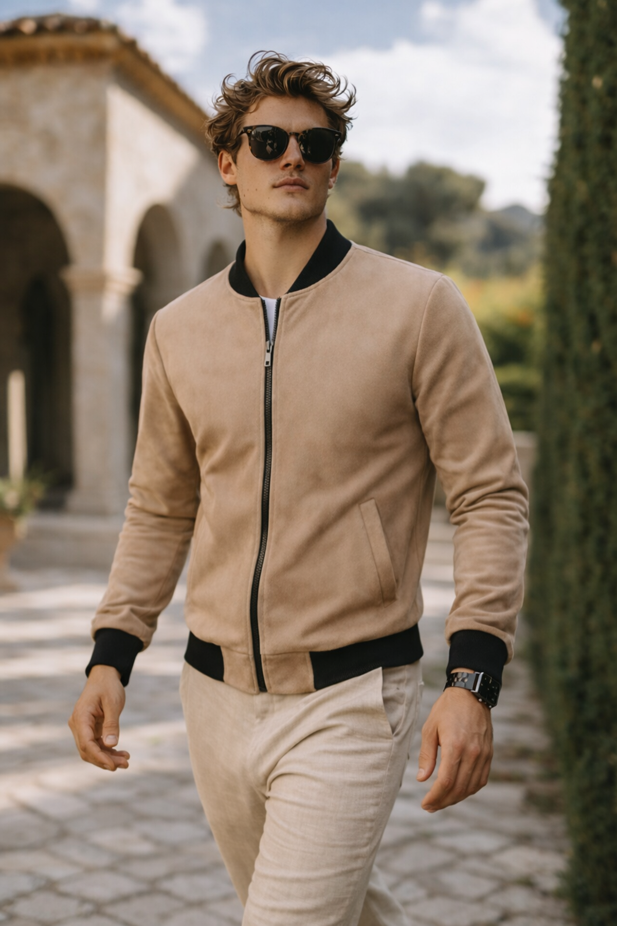 Erkek Premium Comfort Basic Nubuk Süet Kahve Ceket