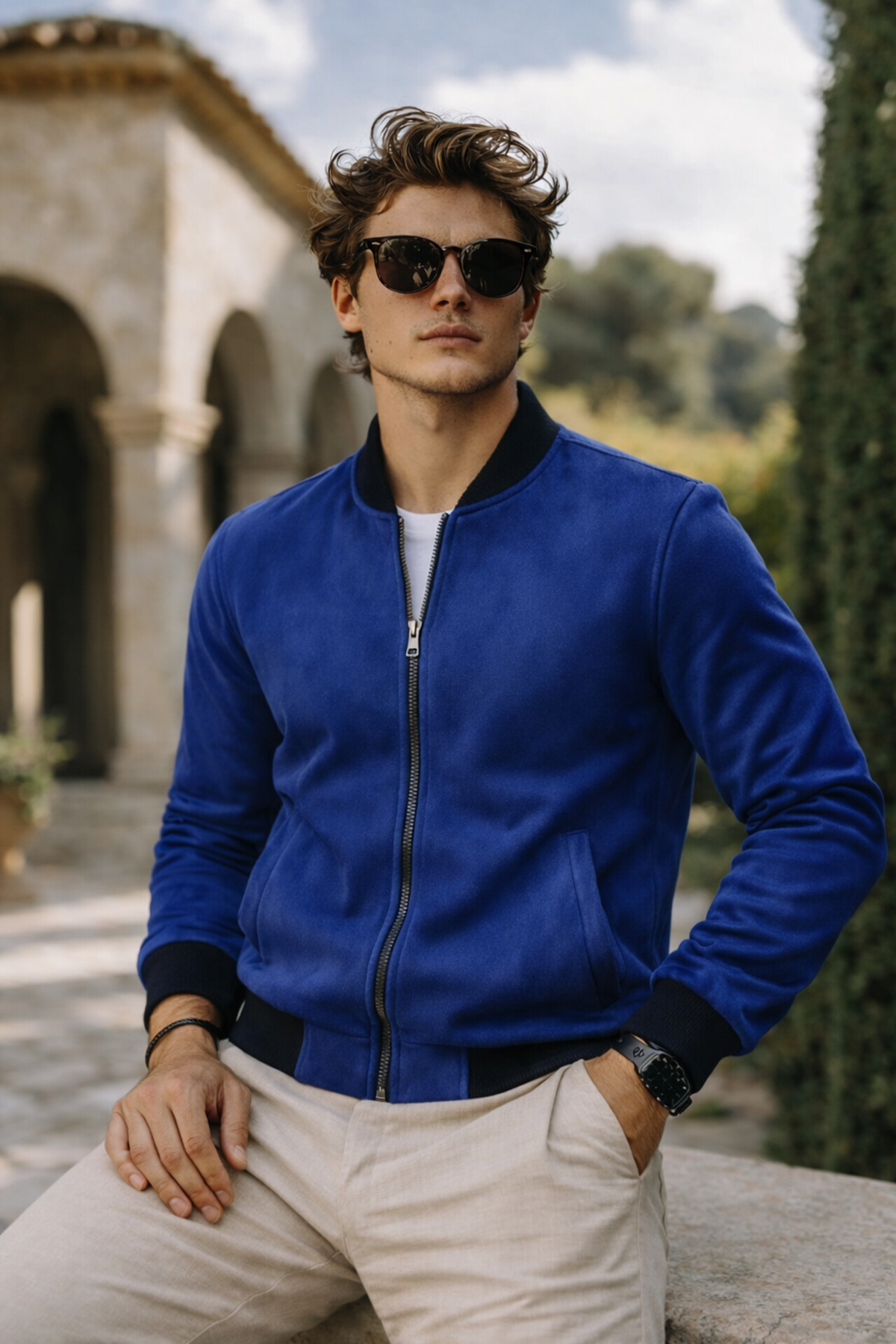 Erkek Premium Comfort Basic Nubuk Süet Lacivert Ceket