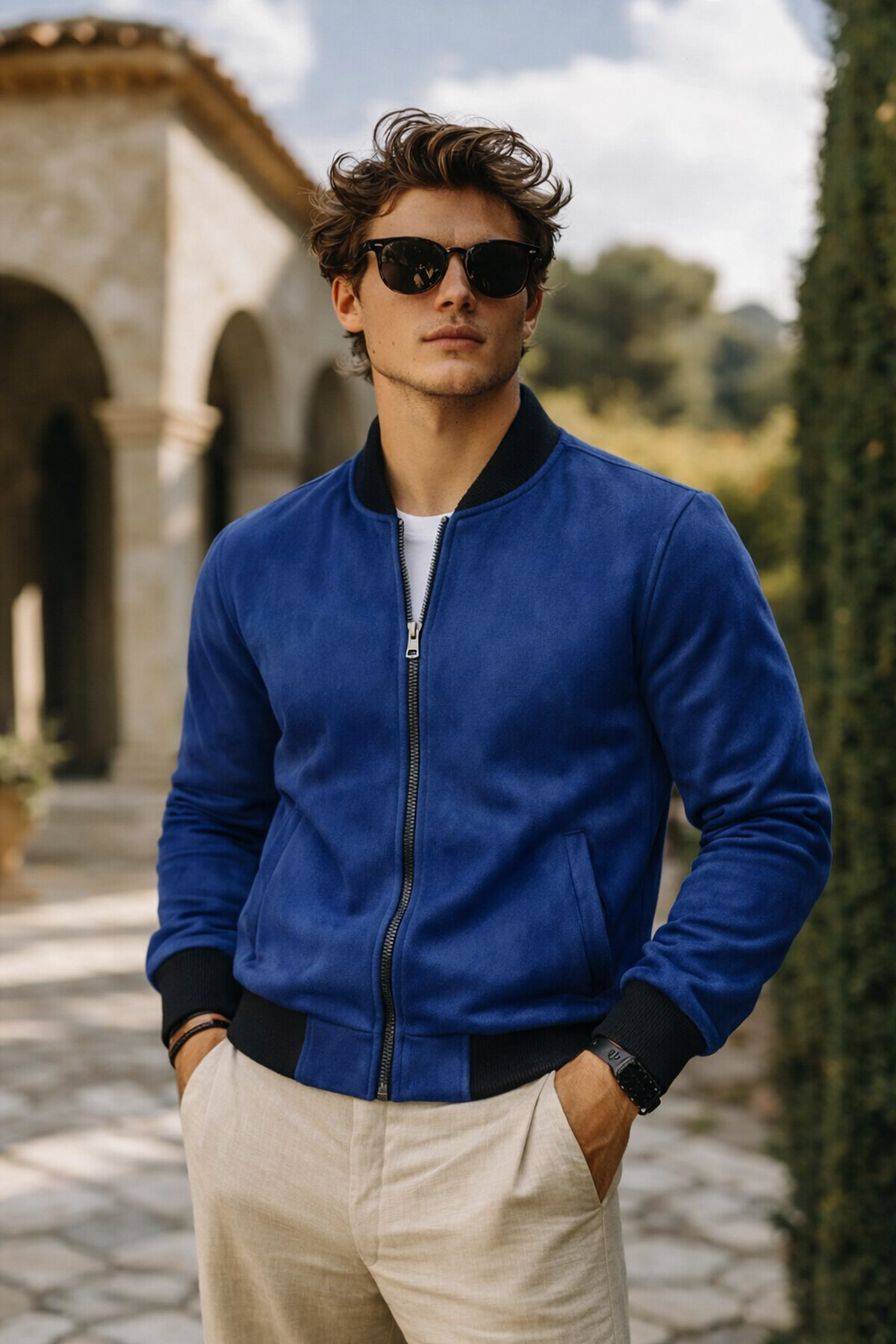 Erkek Premium Comfort Basic Nubuk Süet Lacivert Ceket