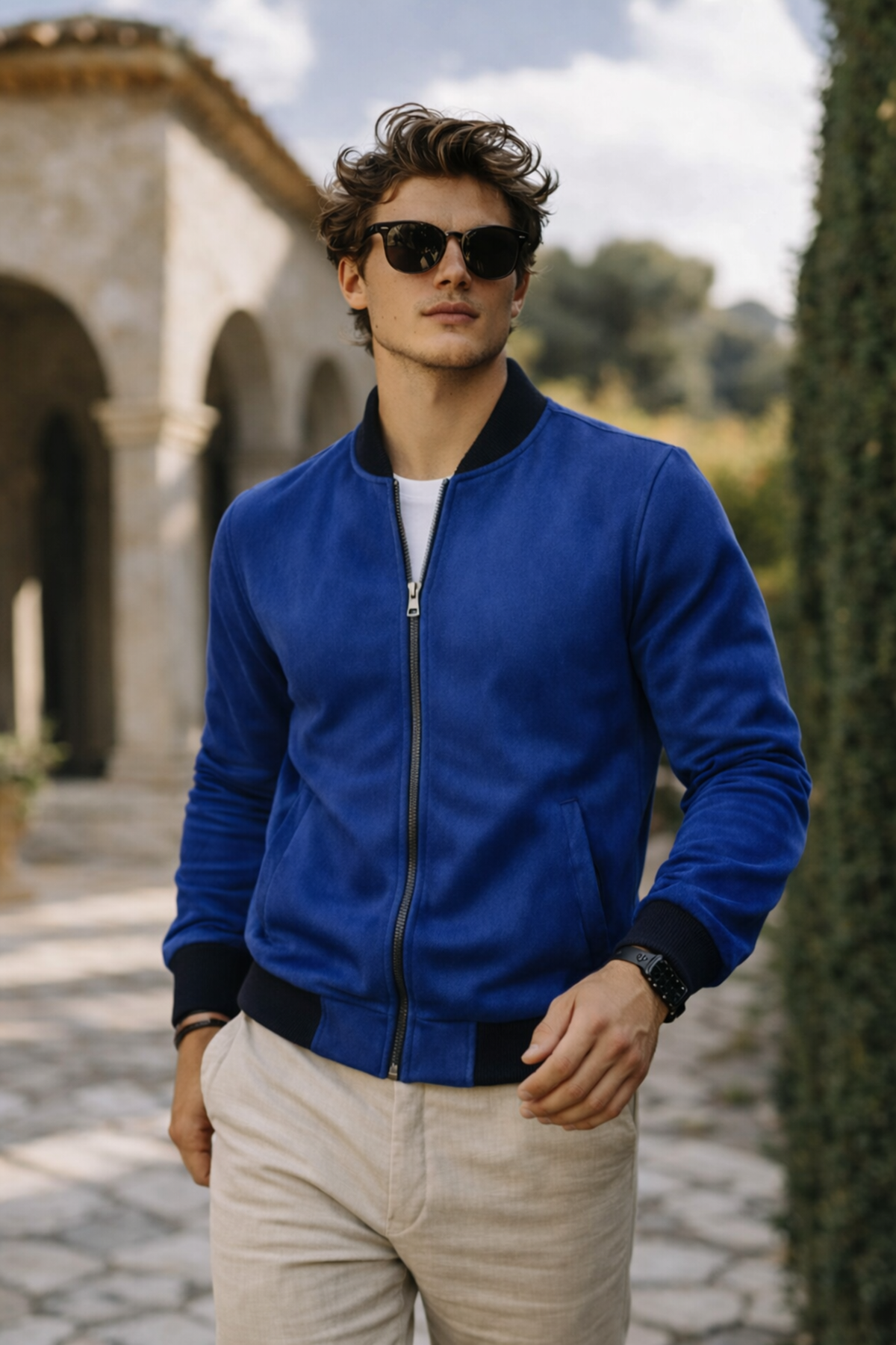 Erkek Premium Comfort Basic Nubuk Süet Lacivert Ceket