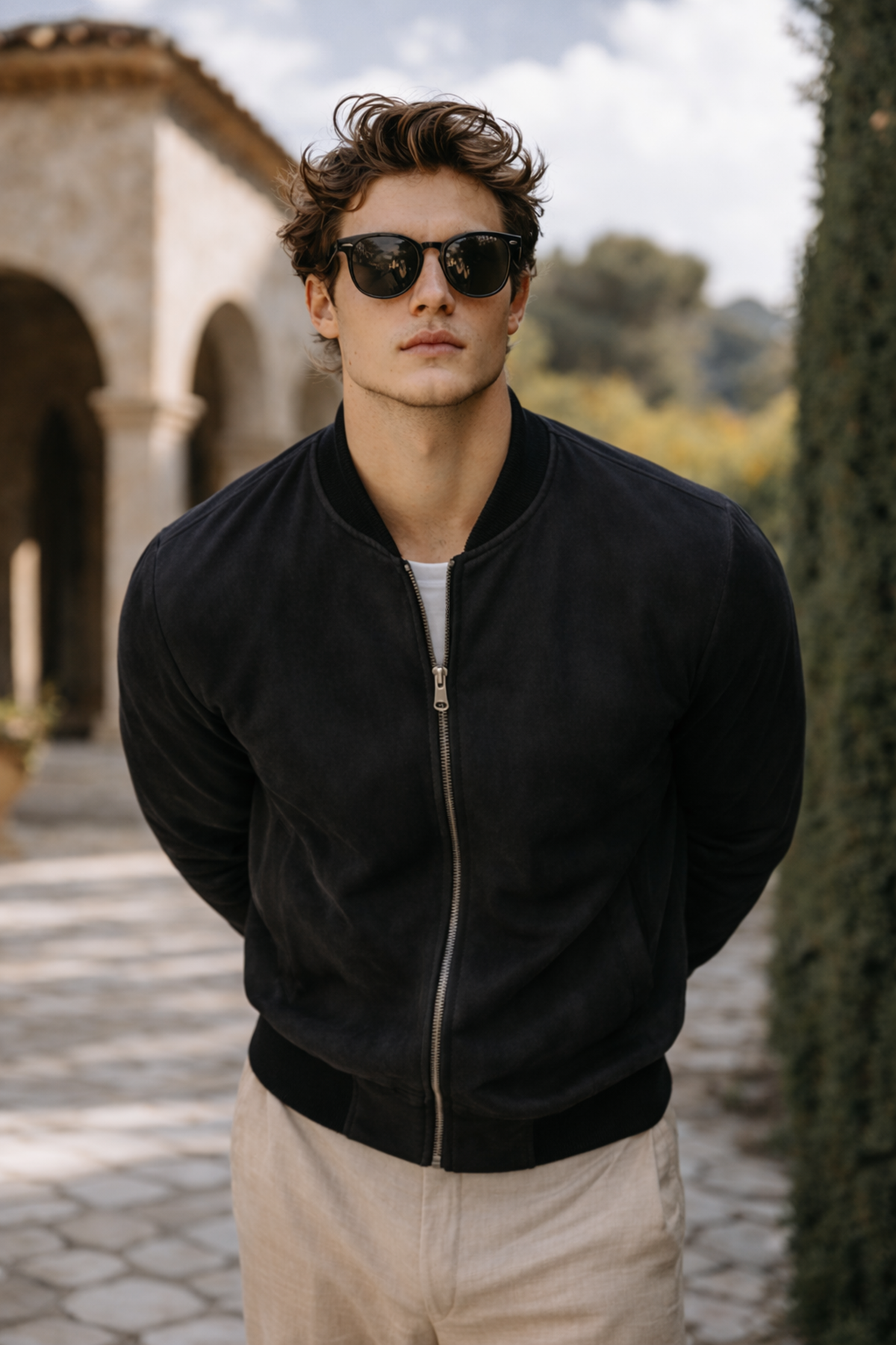 Erkek Premium Comfort Basic Nubuk Süet Siyah Ceket