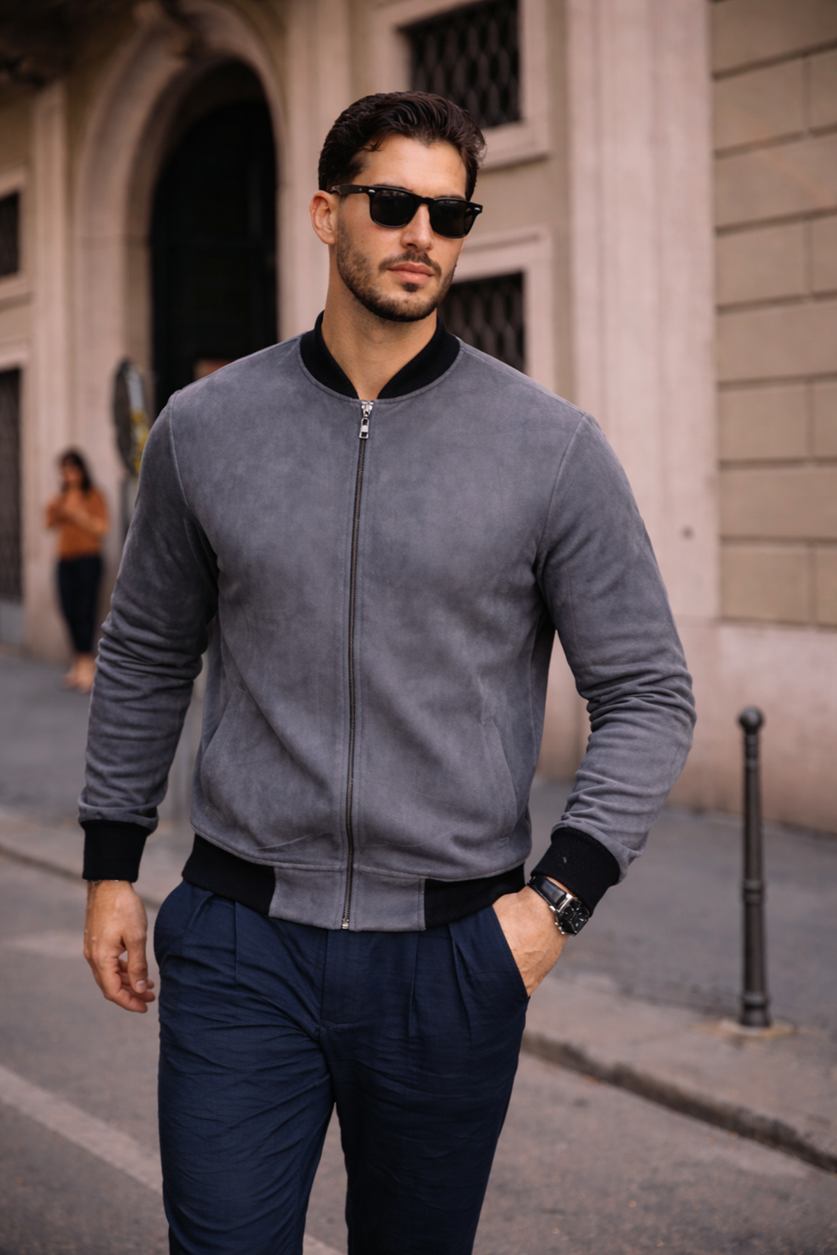 Erkek Relax Fit Füme Süet Nubuk Ceket