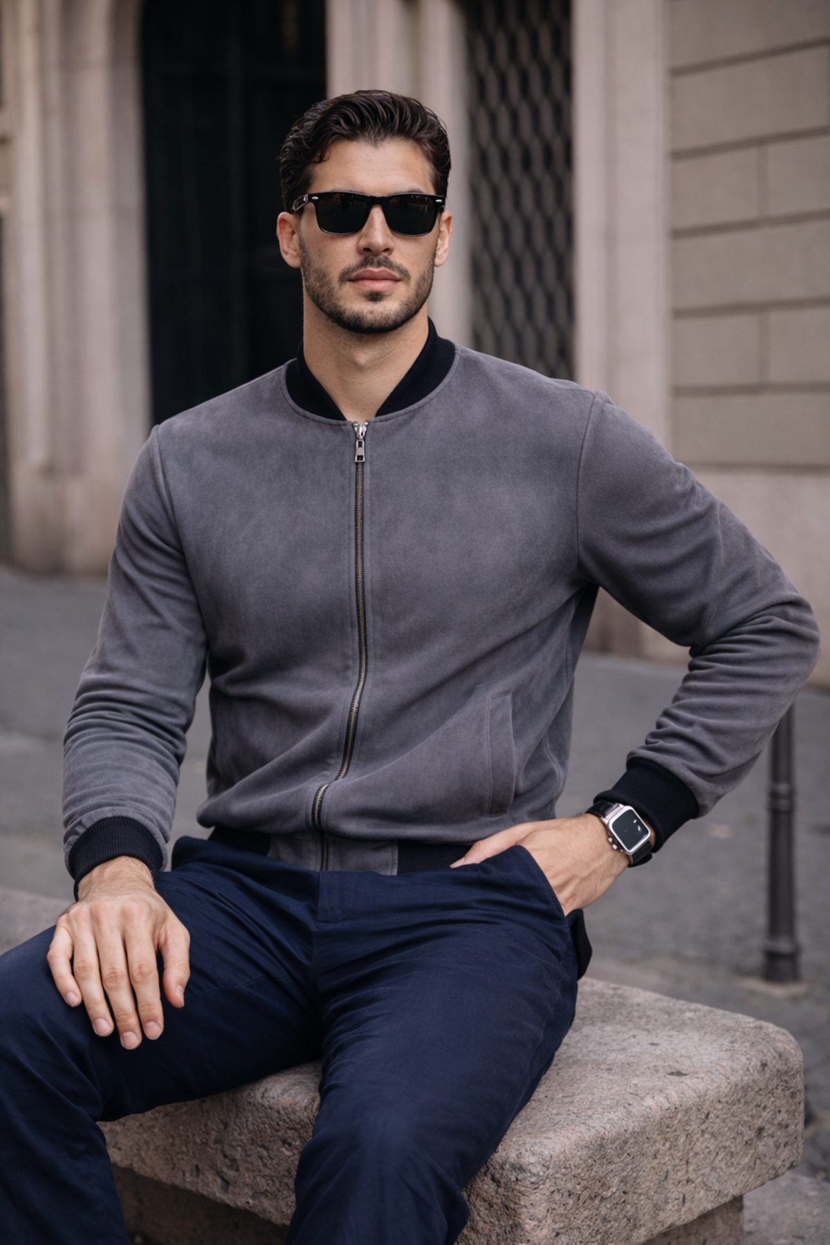 Erkek Relax Fit Füme Süet Nubuk Ceket