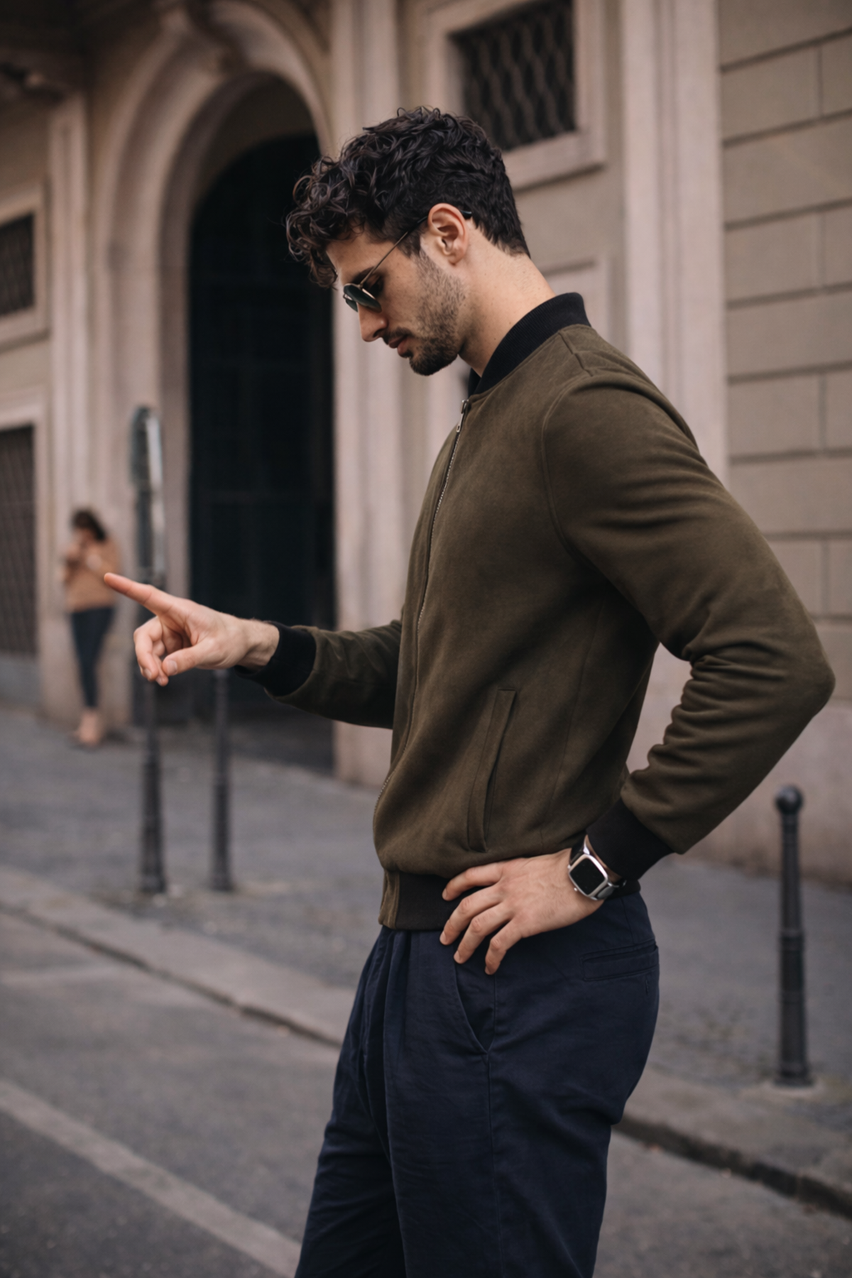 Erkek Relax Fit Haki Süet Nubuk Ceket