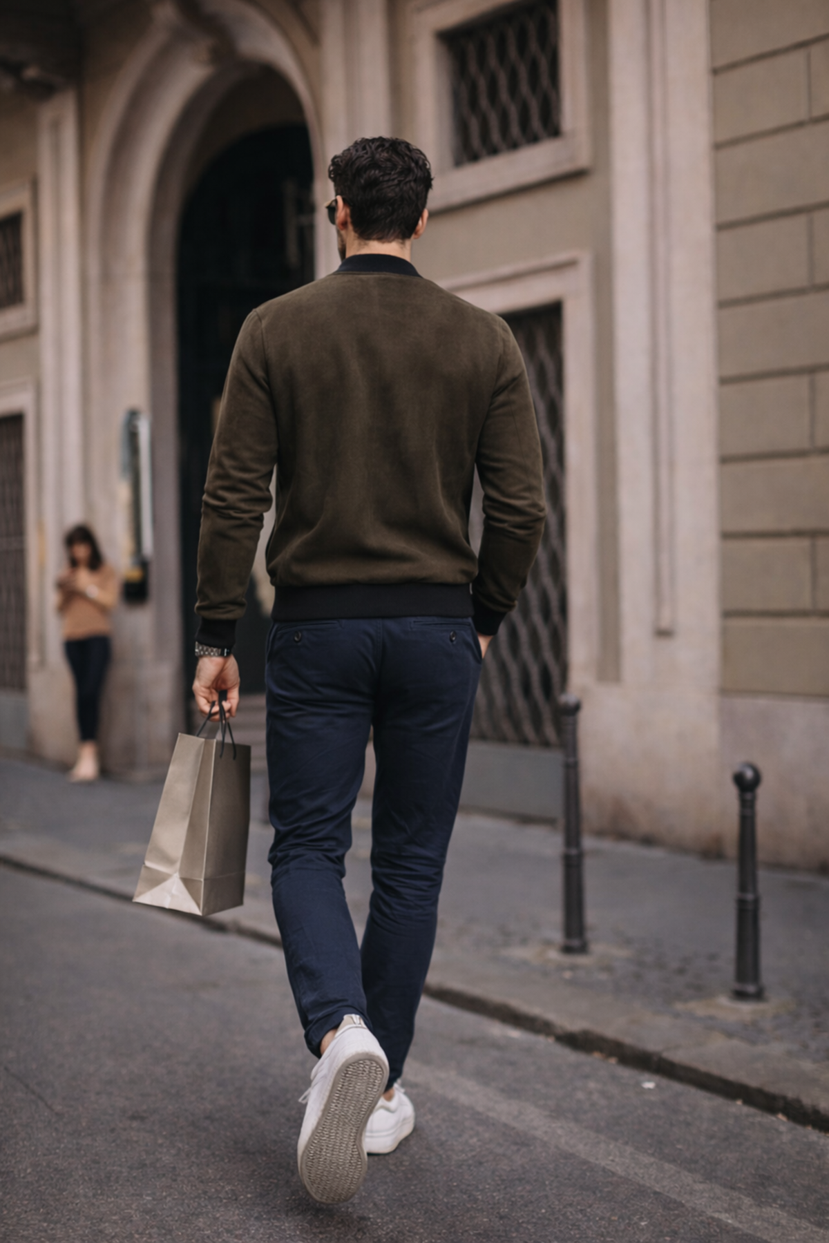 Erkek Relax Fit Haki Süet Nubuk Ceket