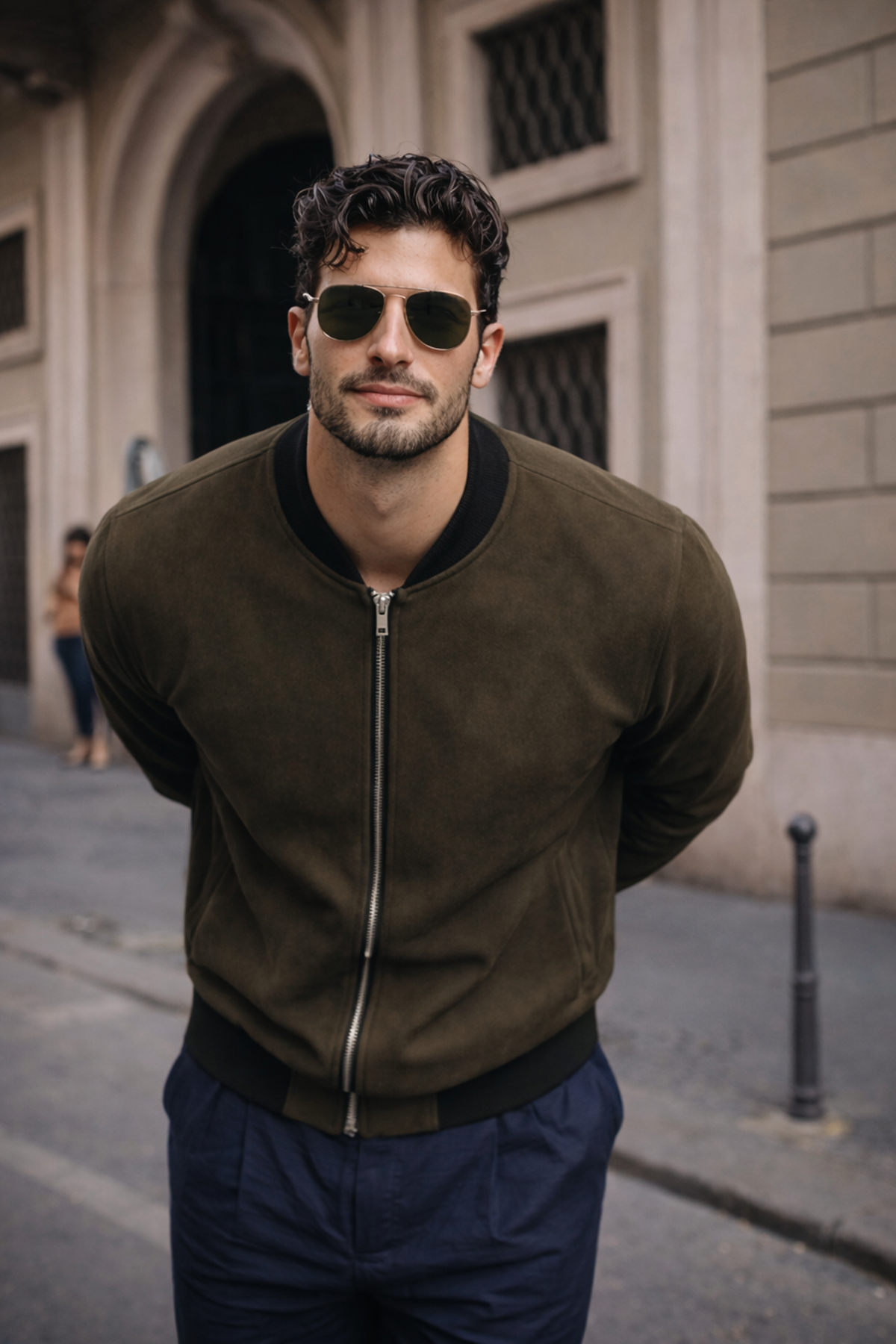 Erkek Relax Fit Haki Süet Nubuk Ceket