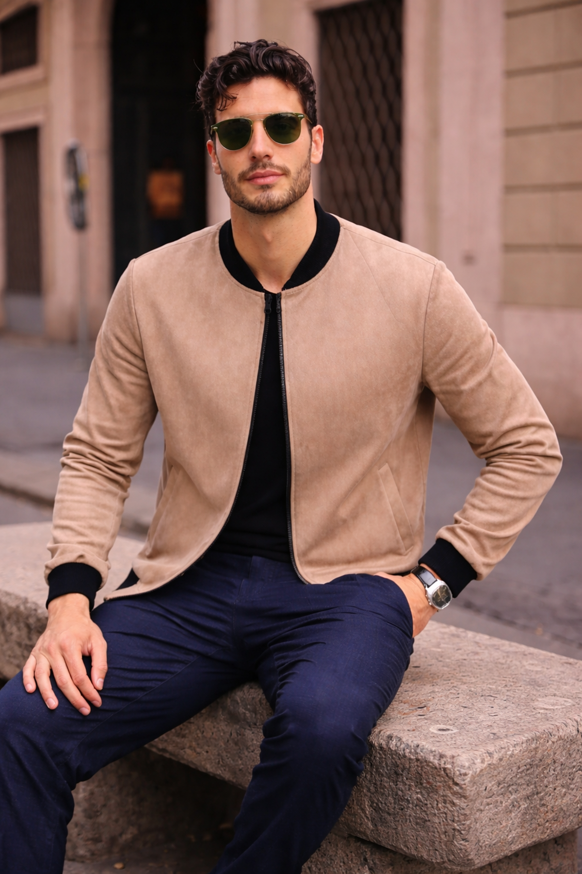 Erkek Relax Fit Kahve Süet Nubuk Ceket