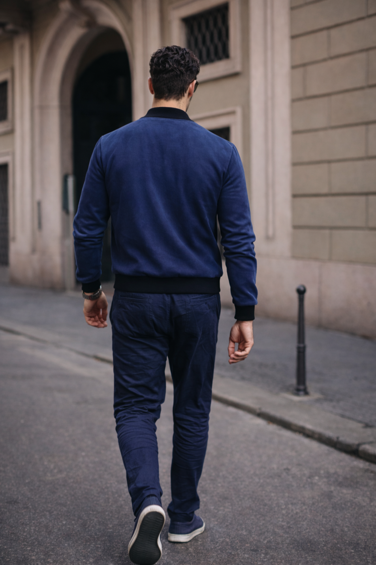 Erkek Relax Fit Lacivert Süet Nubuk Ceket