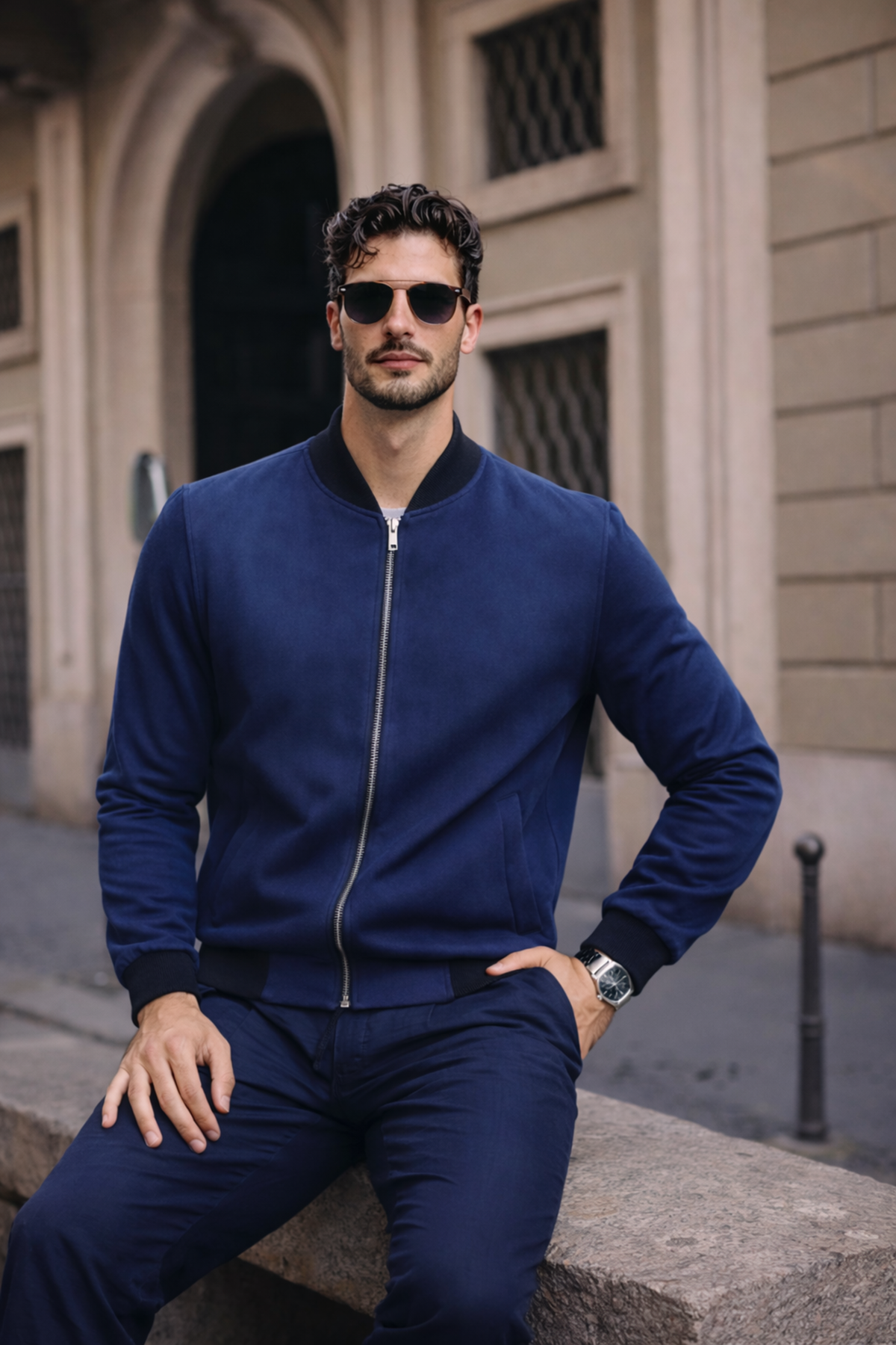 Erkek Relax Fit Lacivert Süet Nubuk Ceket