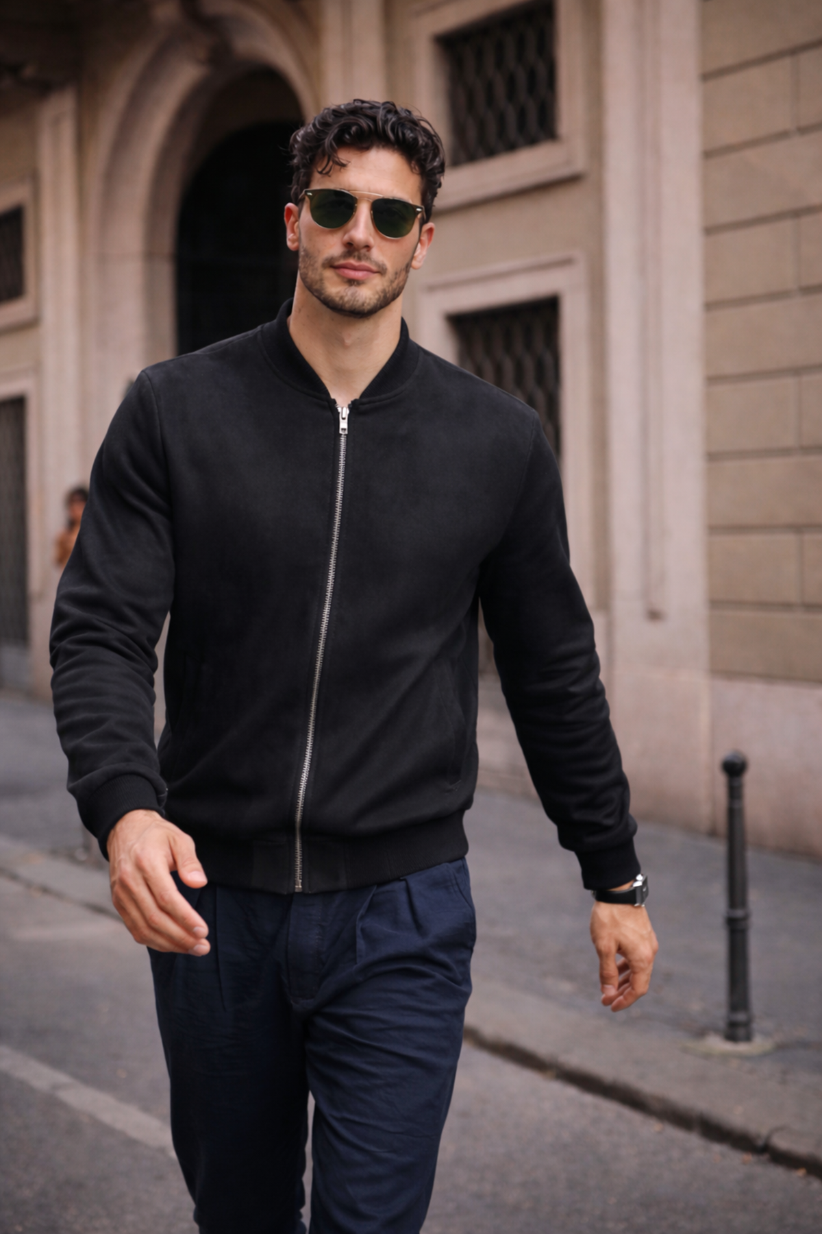 Erkek Relax Fit Siyah Süet Nubuk Ceket