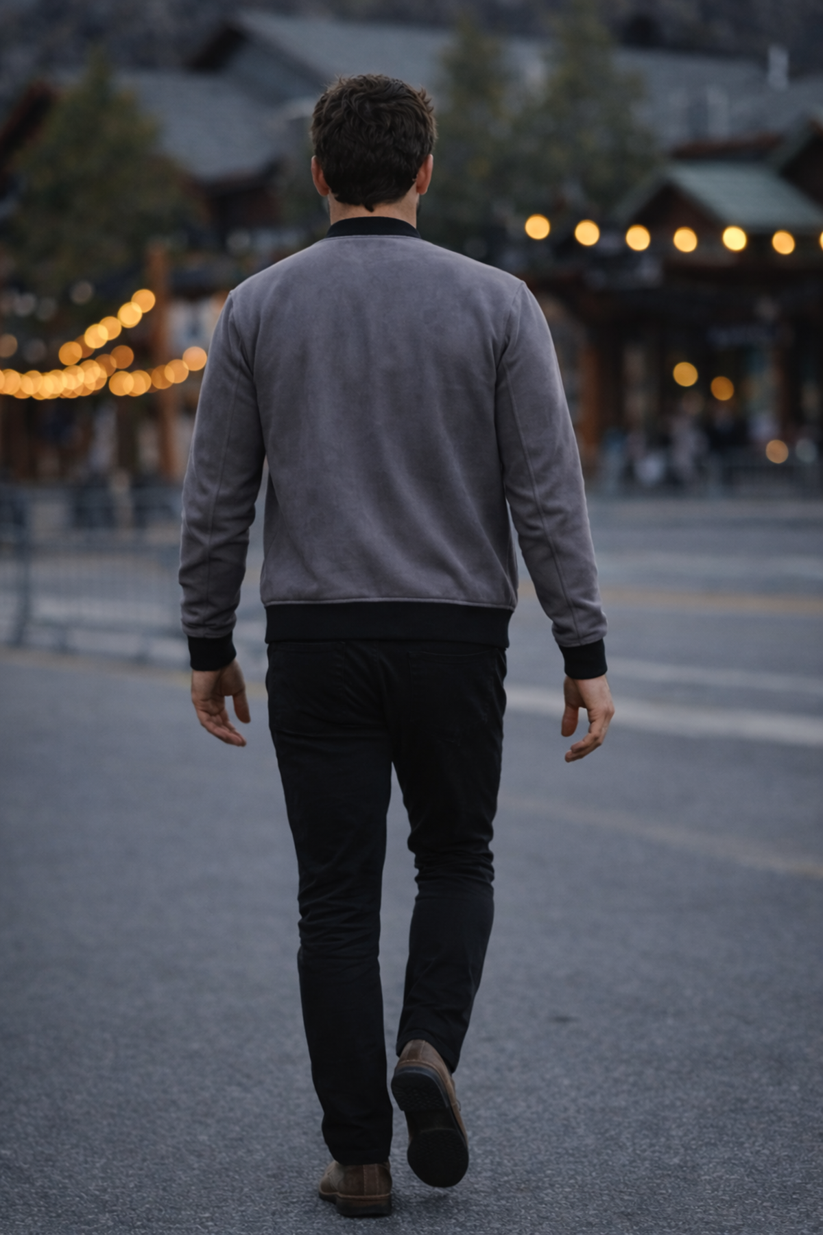 Erkek Comfort Fit Basic Füme Süet Nubuk Ceket