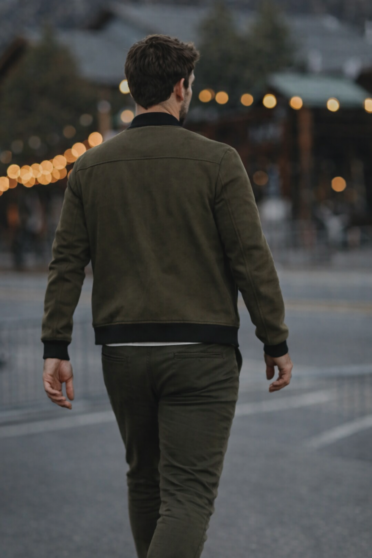 Erkek Comfort Fit Basic Haki Süet Nubuk Ceket