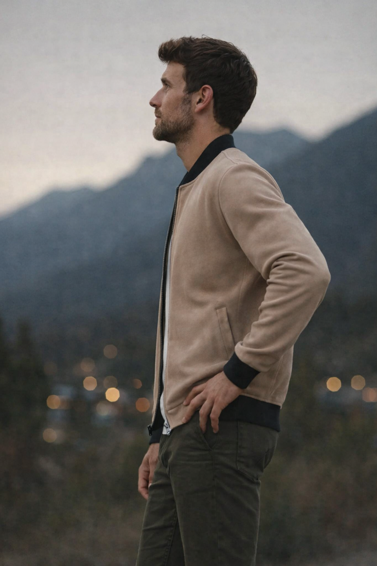 Erkek Comfort Fit Basic Kahve Süet Nubuk Ceket