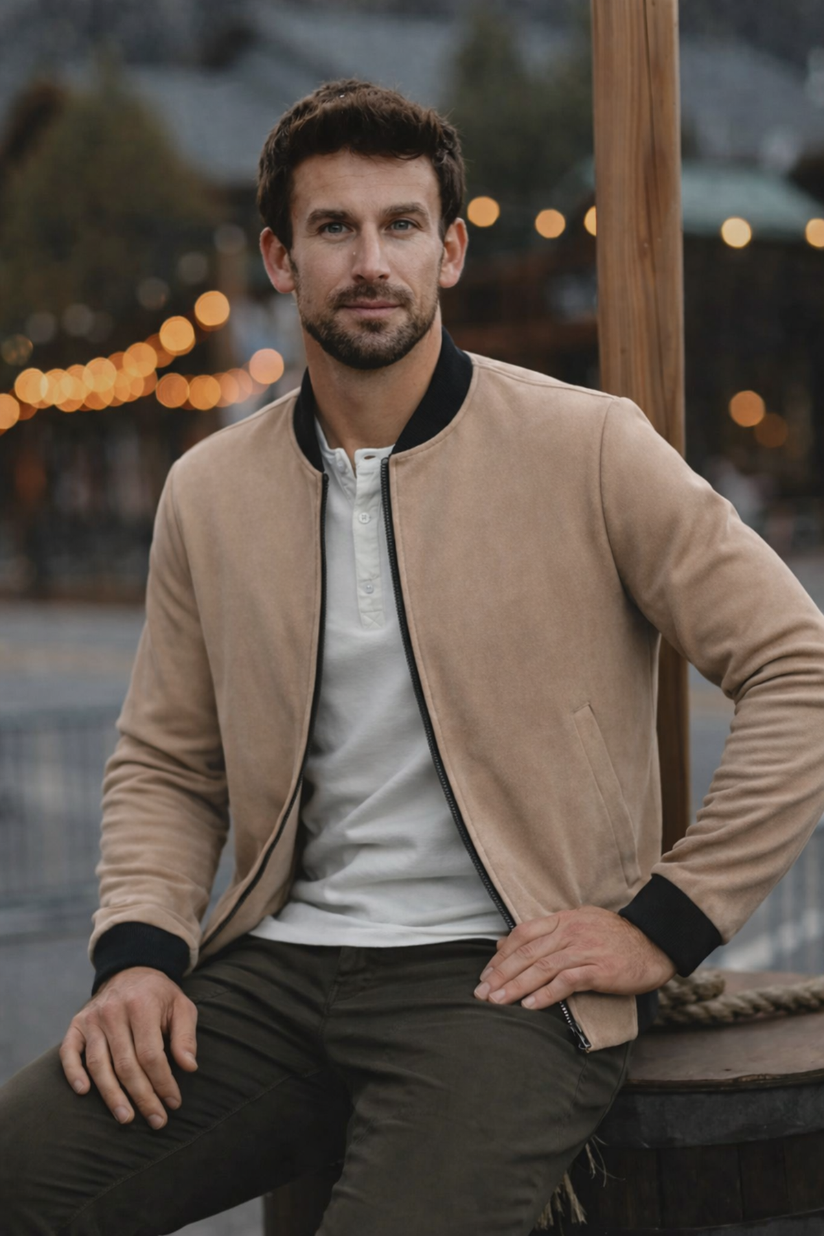 Erkek Comfort Fit Basic Kahve Süet Nubuk Ceket