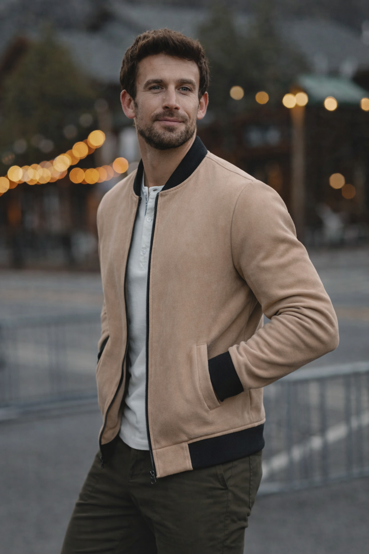 Erkek Comfort Fit Basic Kahve Süet Nubuk Ceket