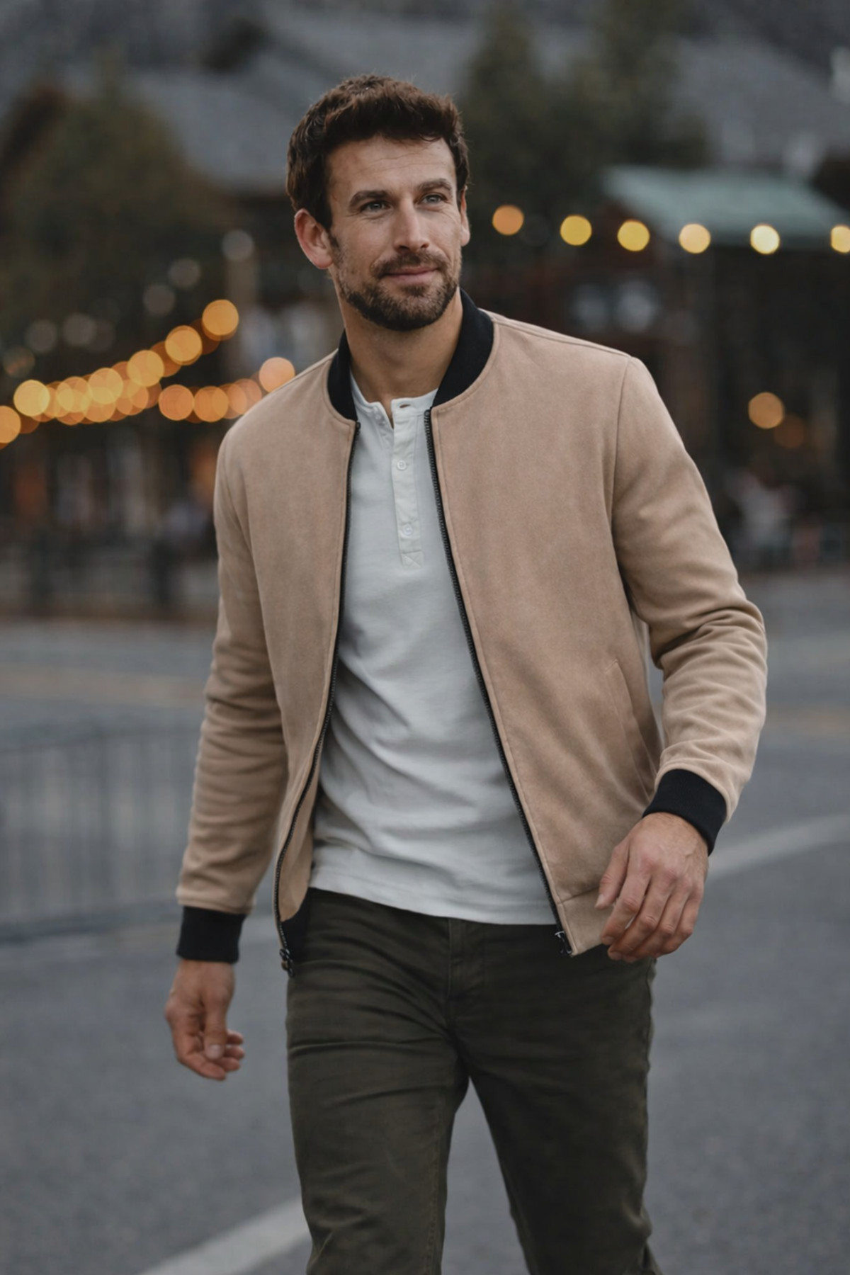 Erkek Comfort Fit Basic Kahve Süet Nubuk Ceket