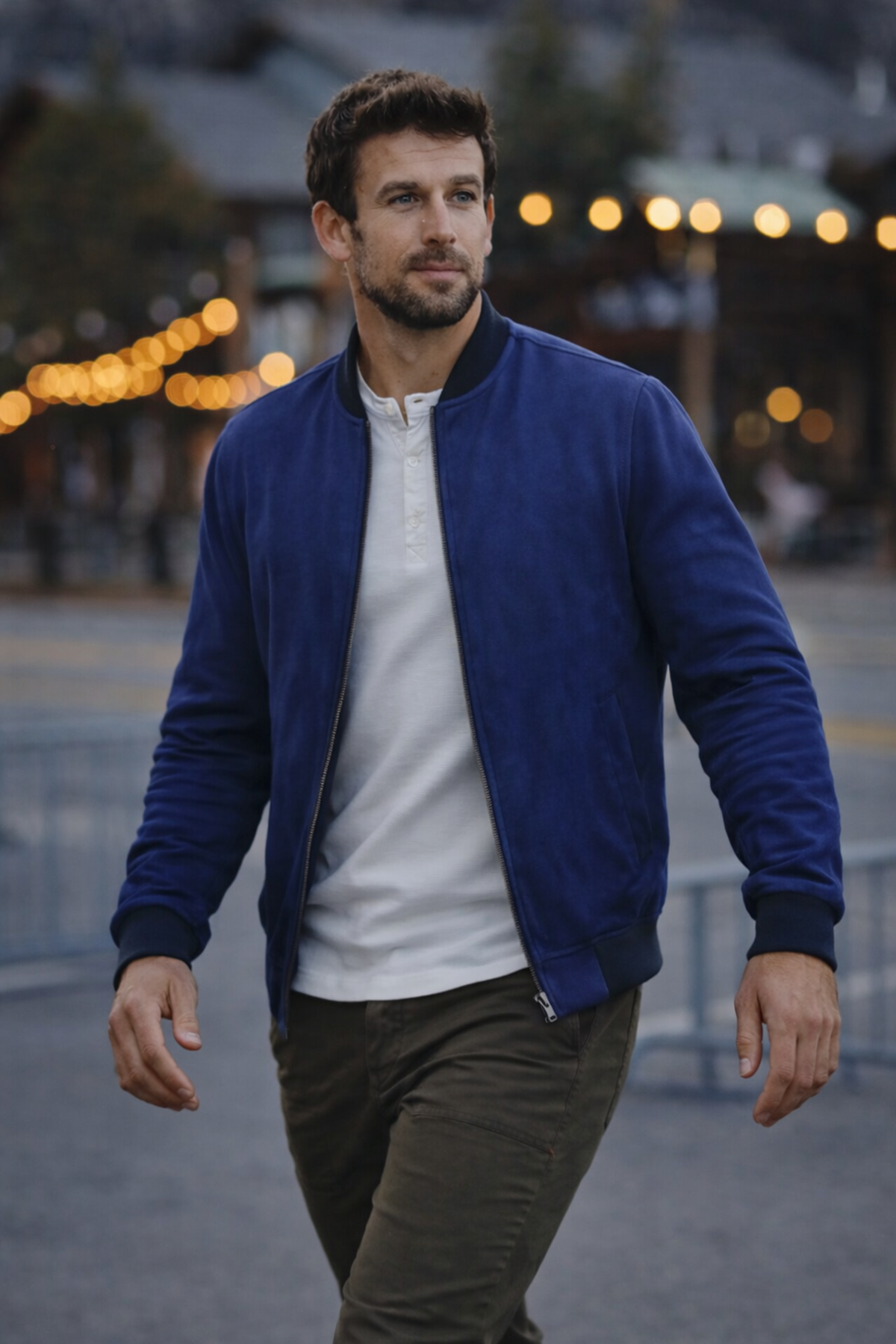 Erkek Comfort Fit Basic Lacivert Süet Nubuk Ceket