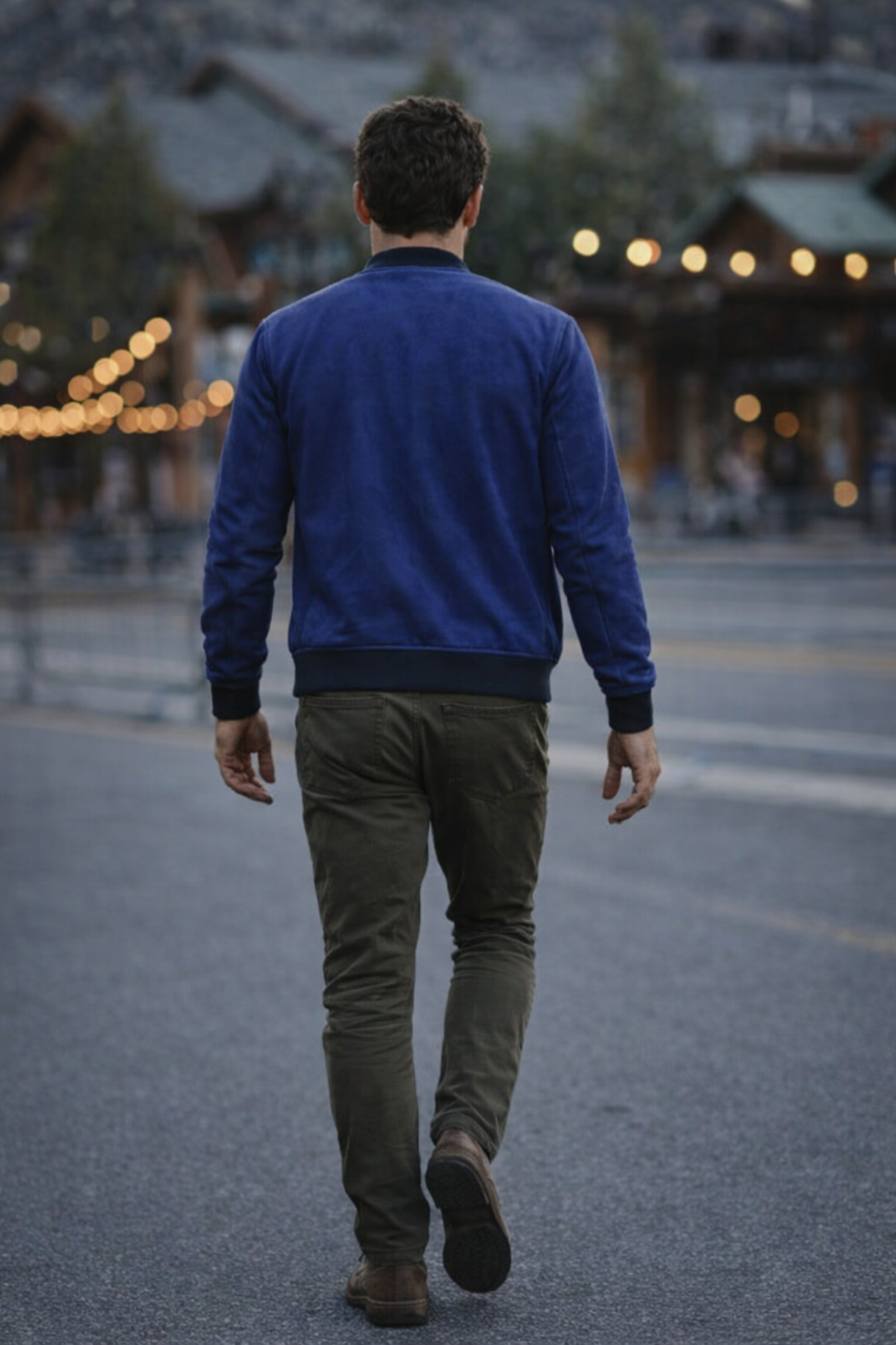 Erkek Comfort Fit Basic Lacivert Süet Nubuk Ceket