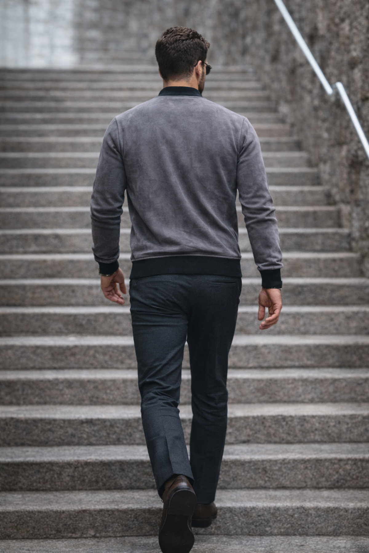 Erkek Basic Dar Kalıp Füme Nubuk Ceket