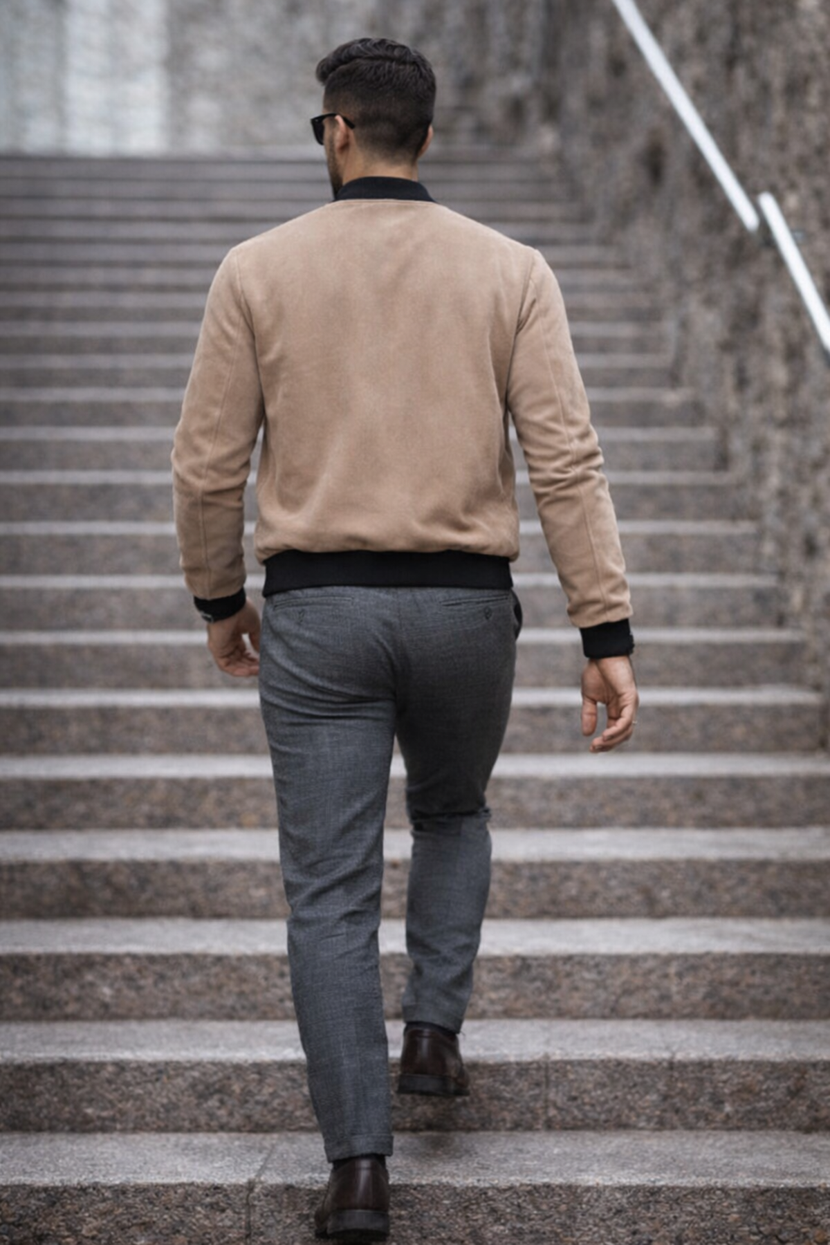 Erkek Basic Dar Kalıp Kahve Nubuk Ceket