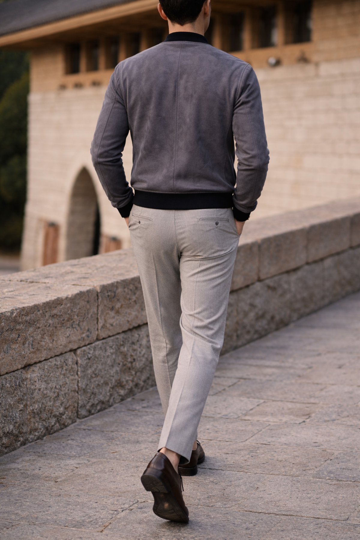 Erkek Smart Casual Füme Nubuk Ceket