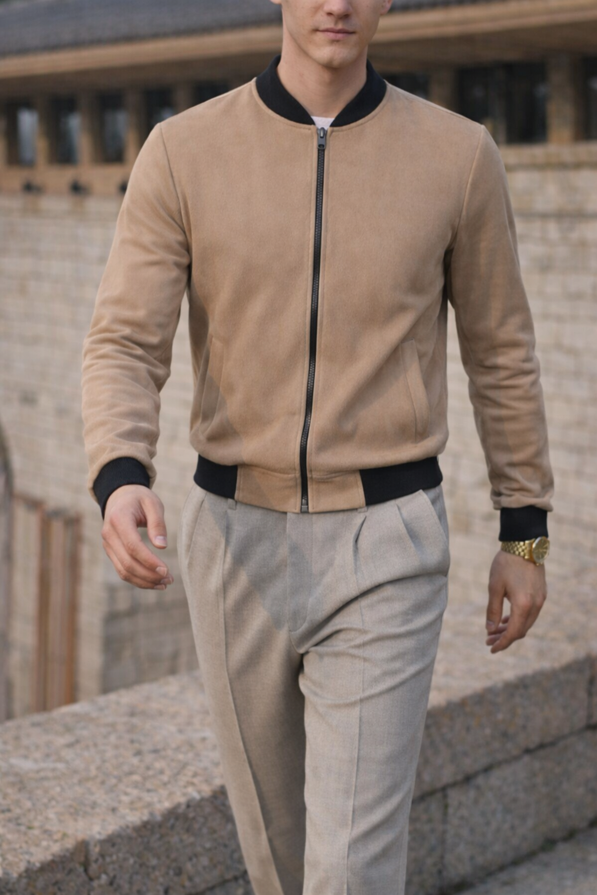 Erkek Smart Casual Kahve Nubuk Ceket