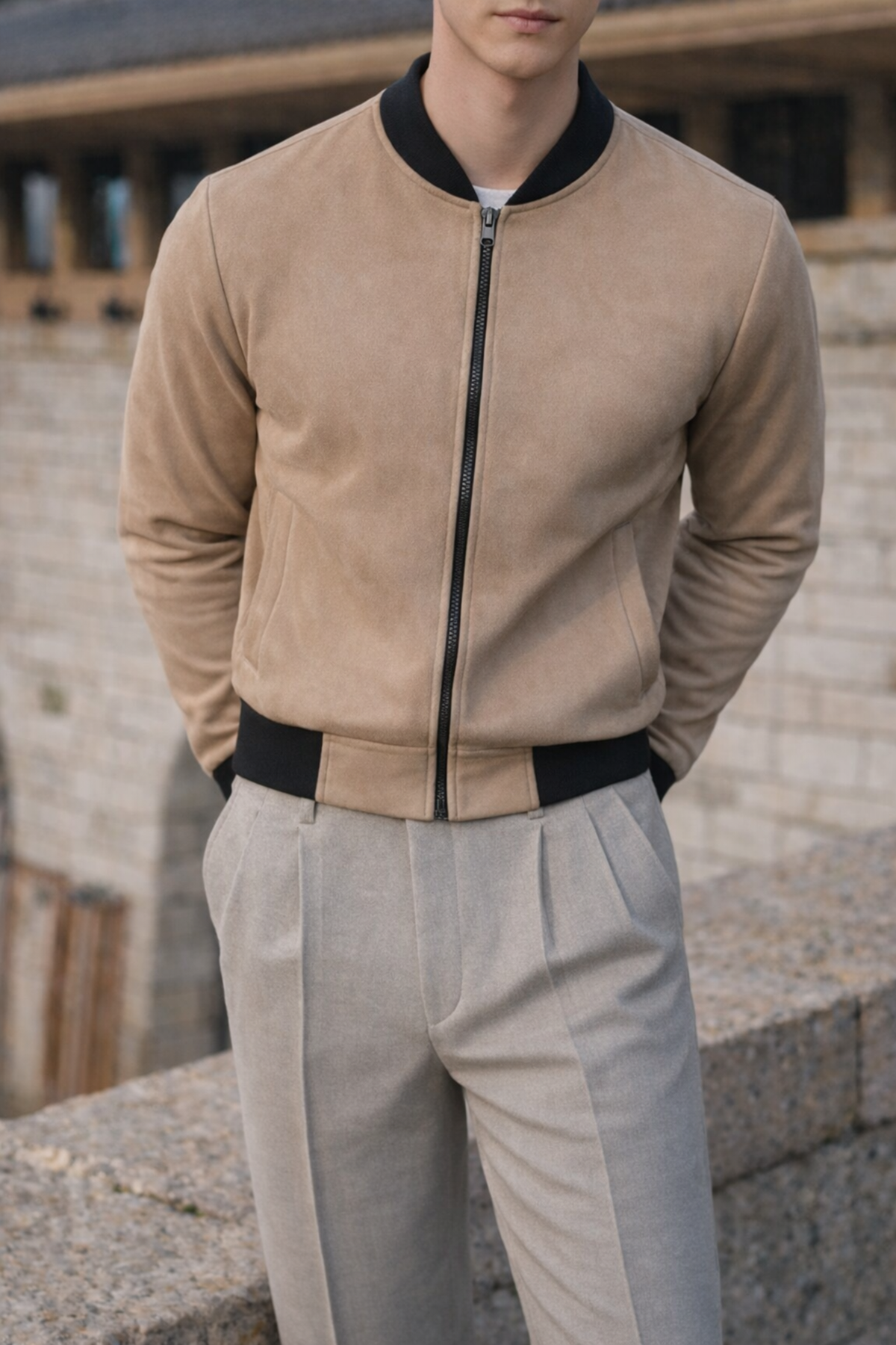 Erkek Smart Casual Kahve Nubuk Ceket