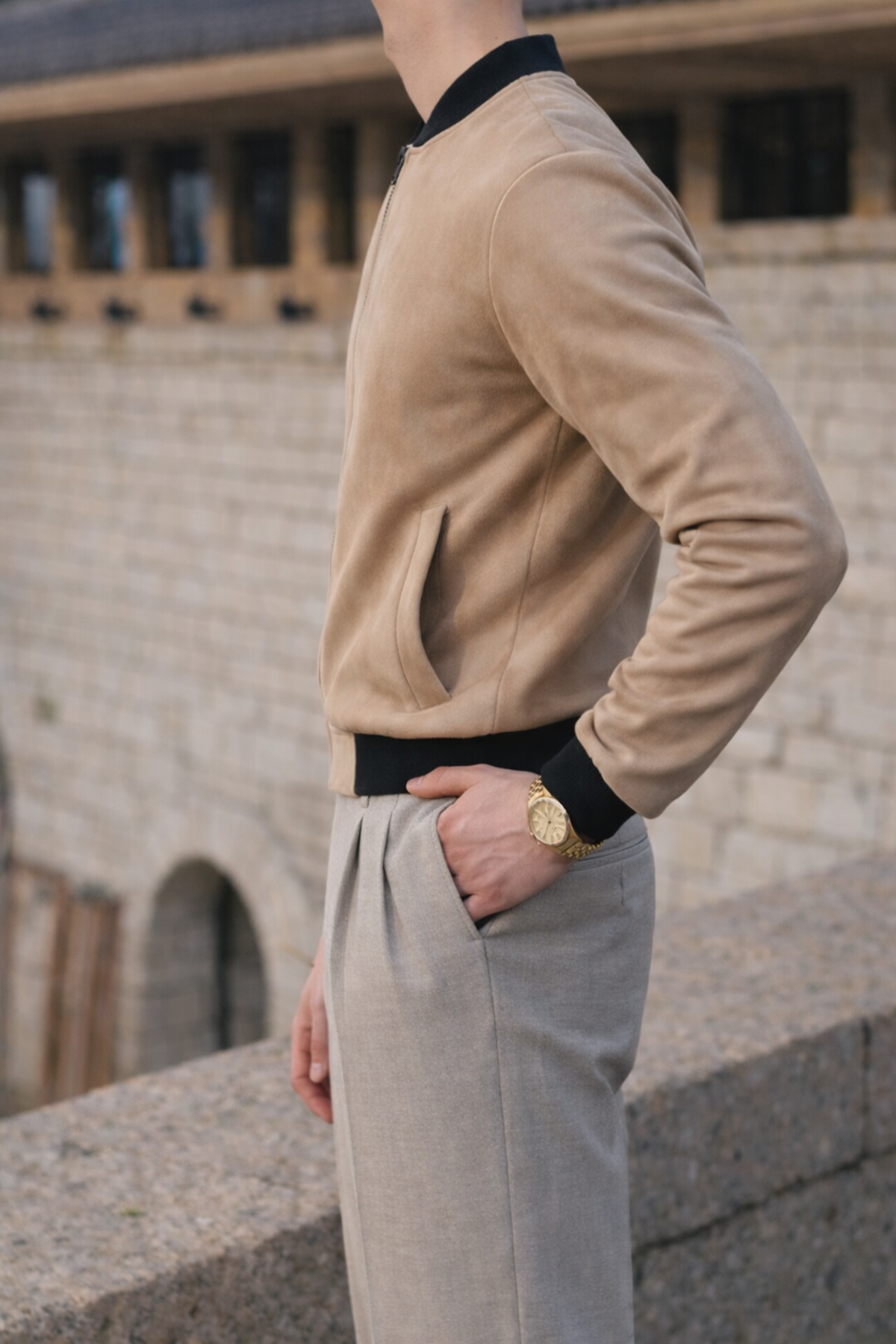 Erkek Smart Casual Kahve Nubuk Ceket