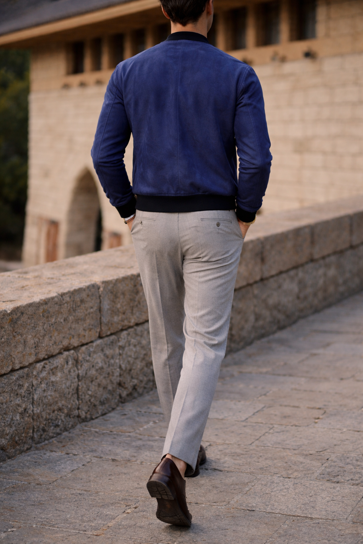 Erkek Smart Casual Lacivert Nubuk Ceket