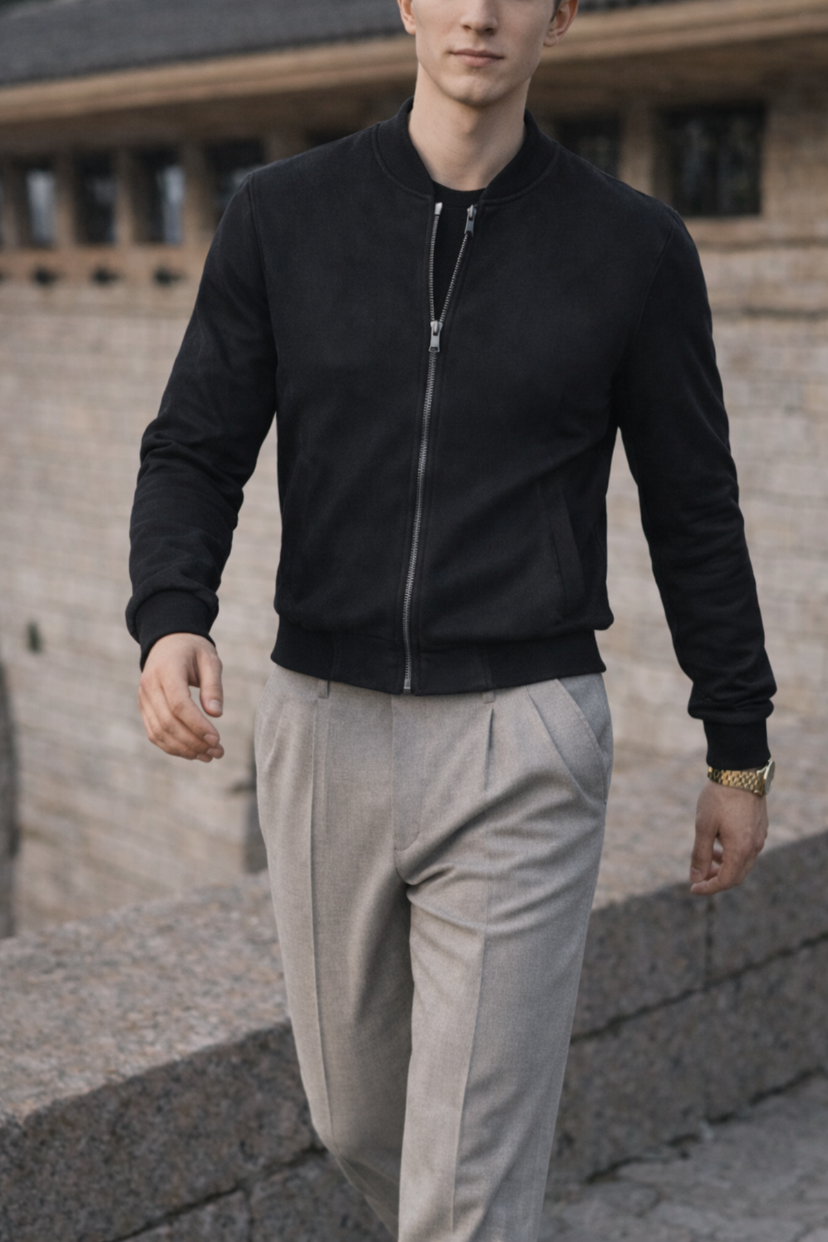 Erkek Smart Casual Siyah Nubuk Ceket