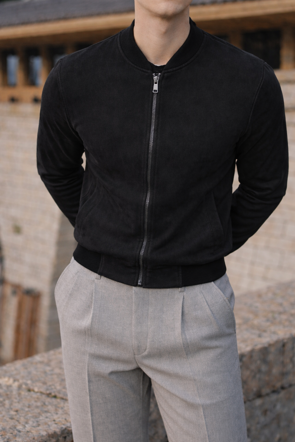 Erkek Smart Casual Siyah Nubuk Ceket