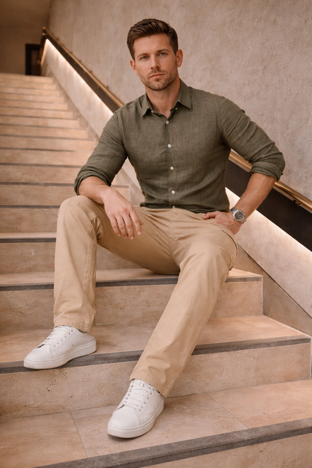 Erkek Yüksek Bel Bol Paça Taş Kargo Baggy Pantolon