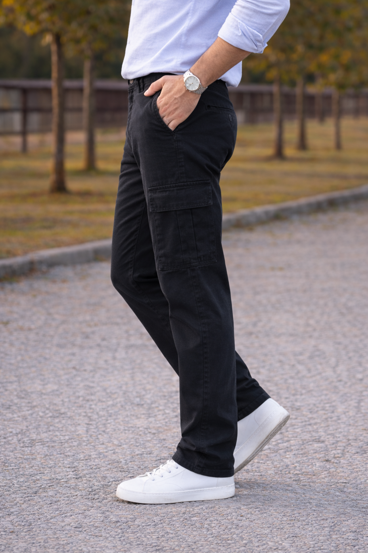 Erkek Premium Comfort Füme Kargo Baggy Pantolon