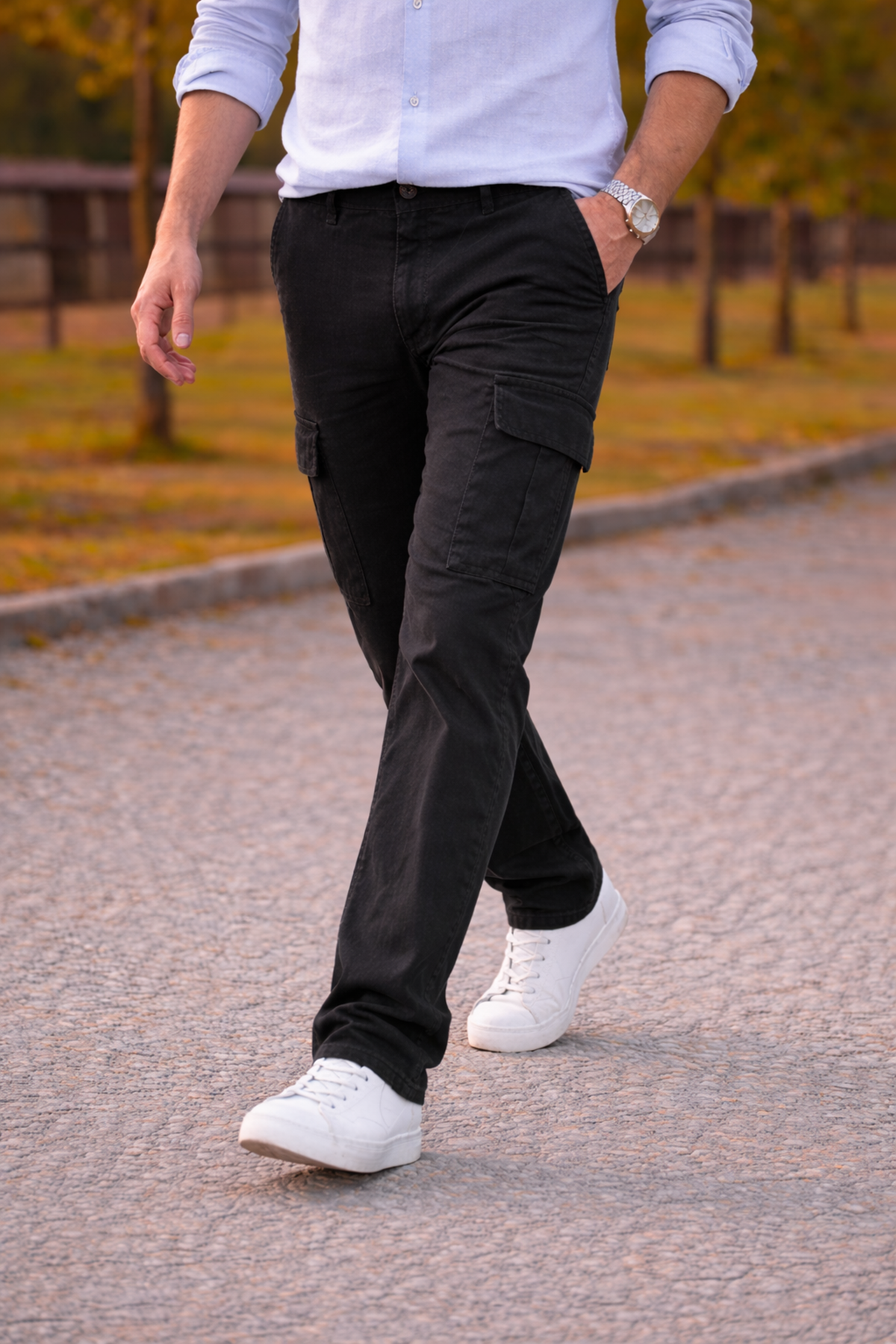 Erkek Premium Comfort Füme Kargo Baggy Pantolon