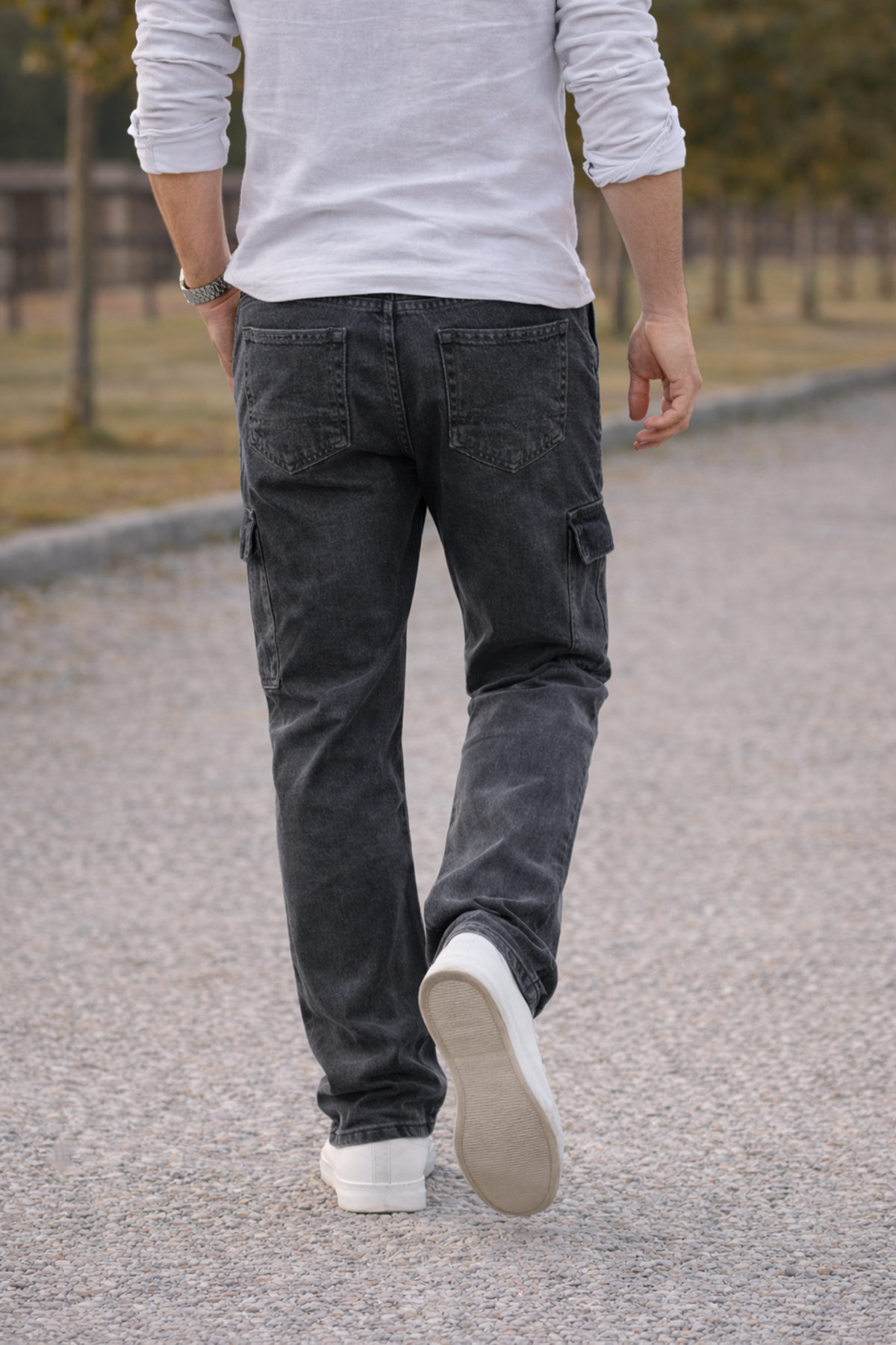 Erkek Premium Comfort Antrasit Kargo Baggy Pantolon