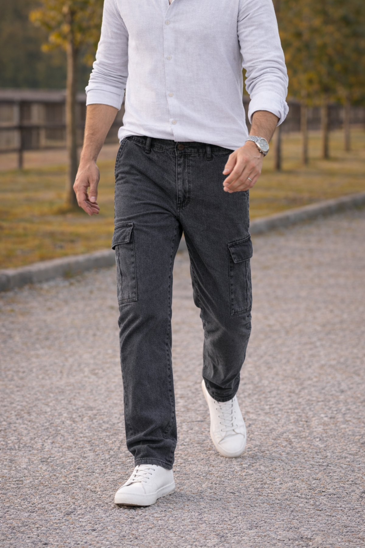 Erkek Premium Comfort Antrasit Kargo Baggy Pantolon