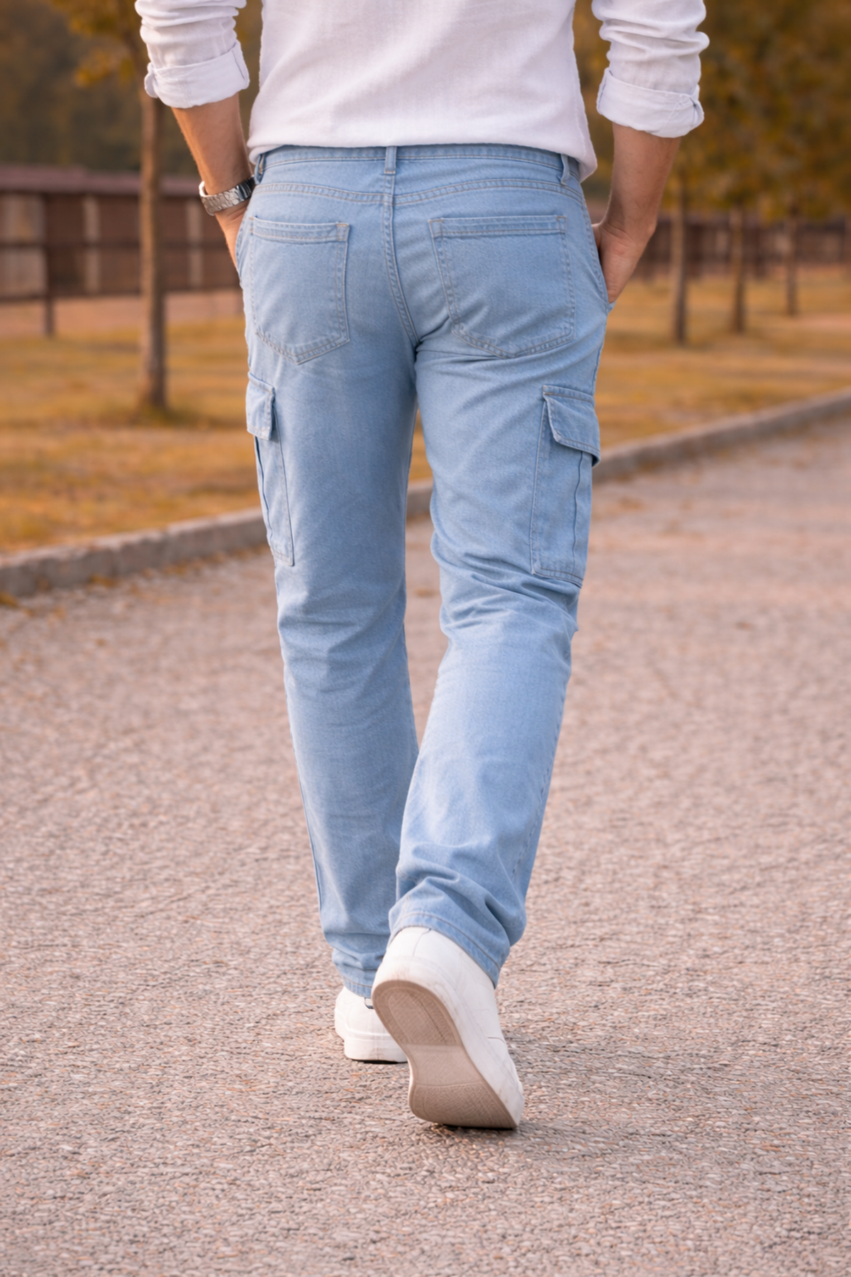 Erkek Premium Comfort B.Mavi Kargo Baggy Pantolon