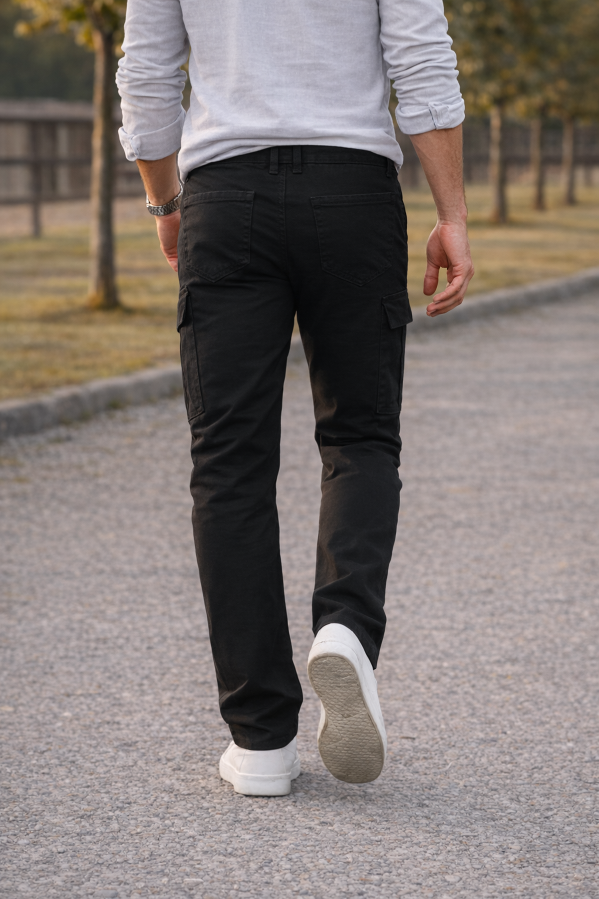 Erkek Premium Comfort Siyah Kargo Baggy Pantolon