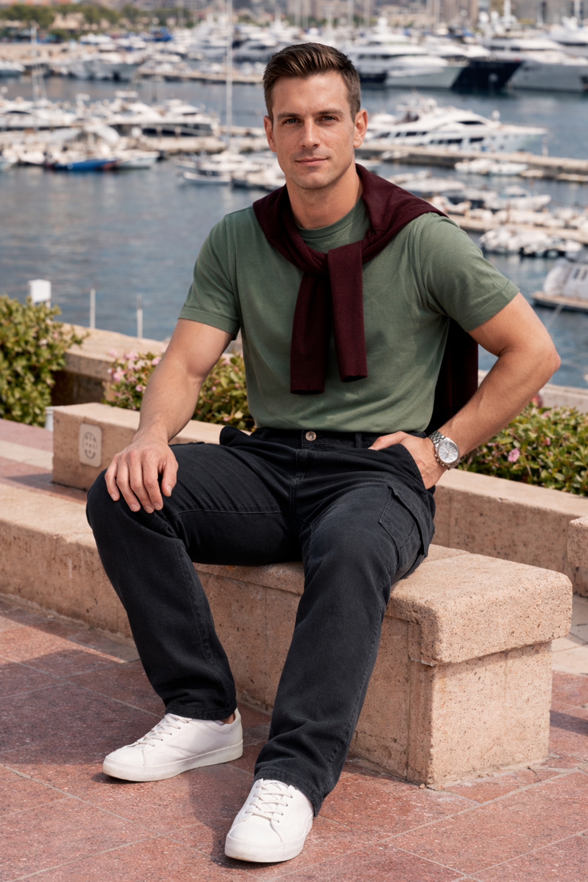 Erkek Relax Fit Füme Baggy Kargo Pantolon