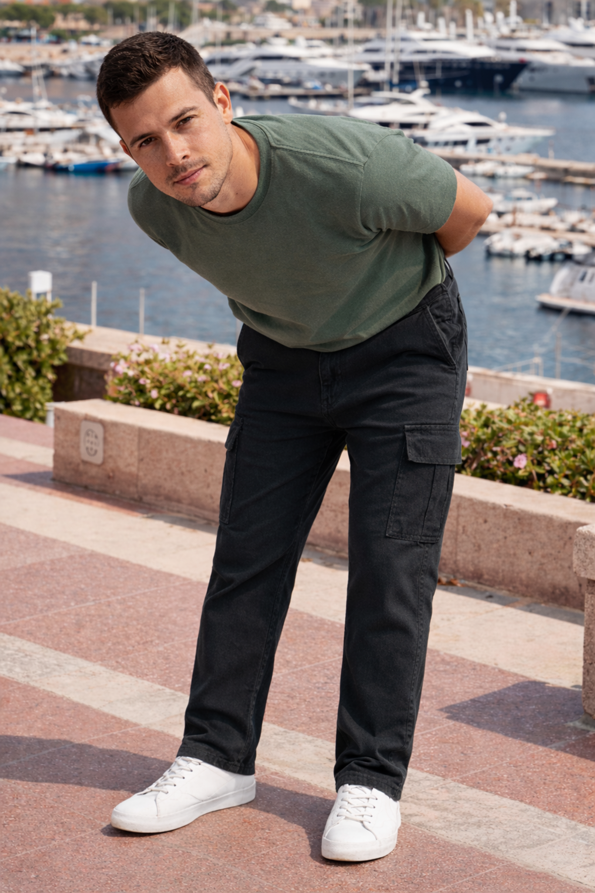 Erkek Relax Fit Füme Baggy Kargo Pantolon