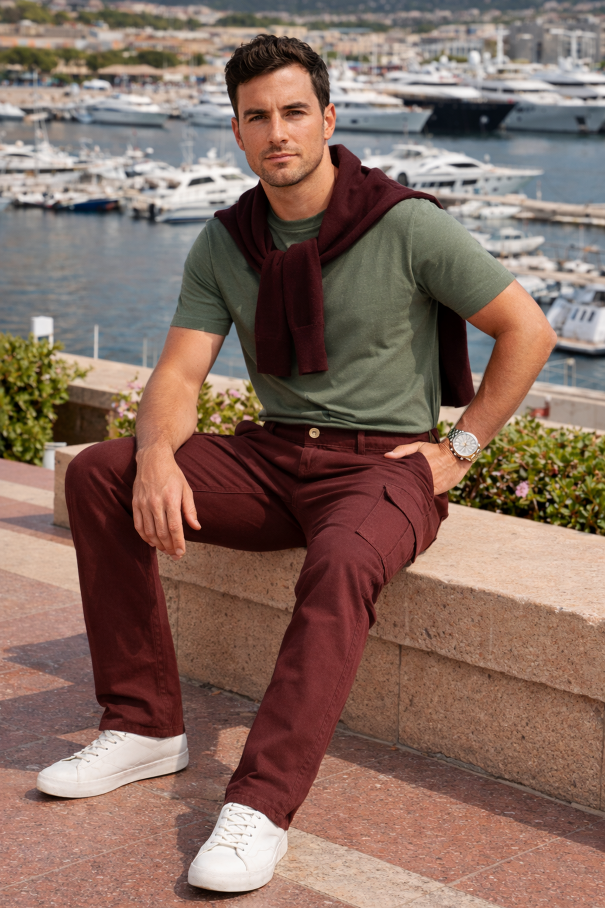 Erkek Relax Fit Kiremit Baggy Kargo Pantolon