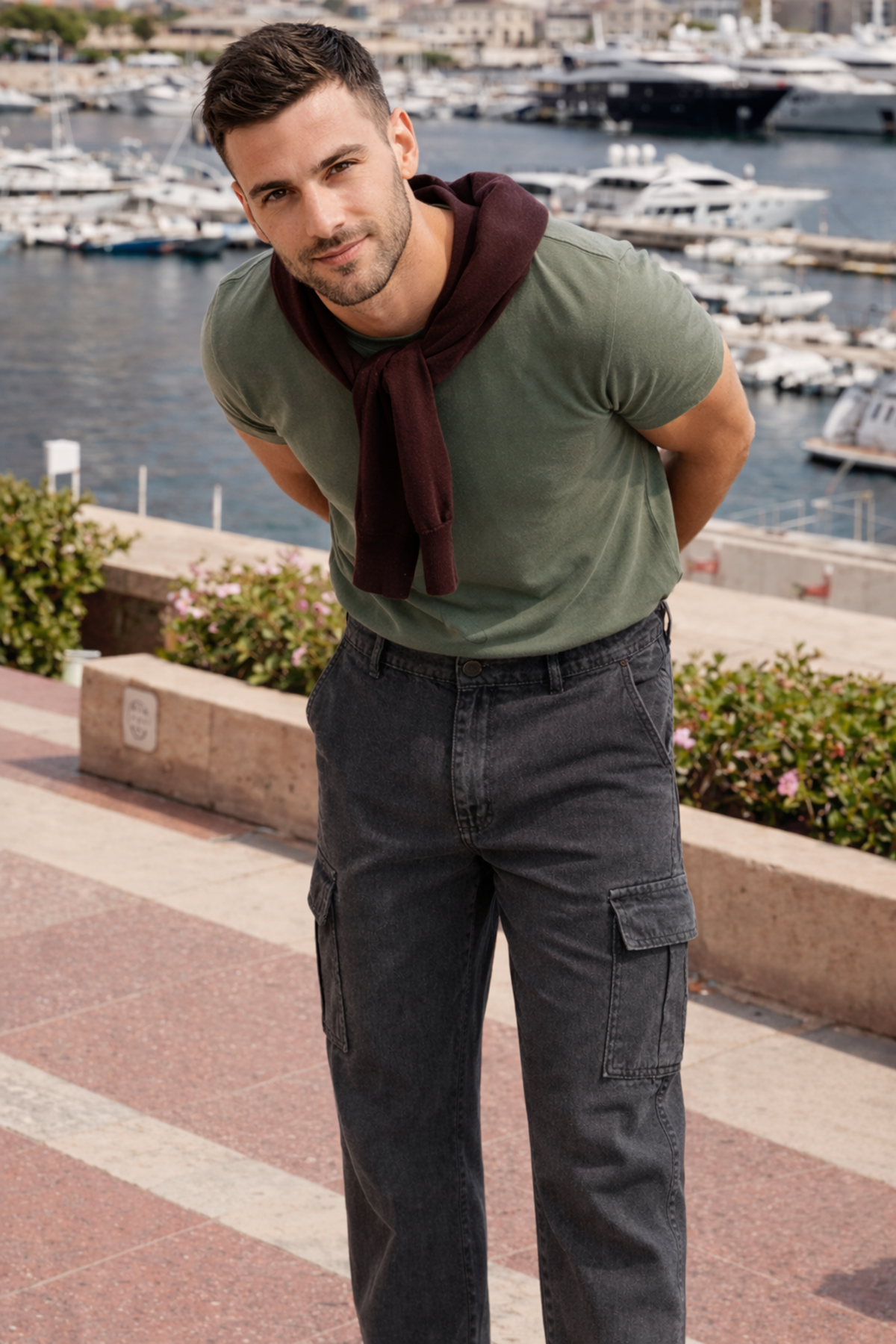 Erkek Relax Fit Antrasit Baggy Kargo Pantolon