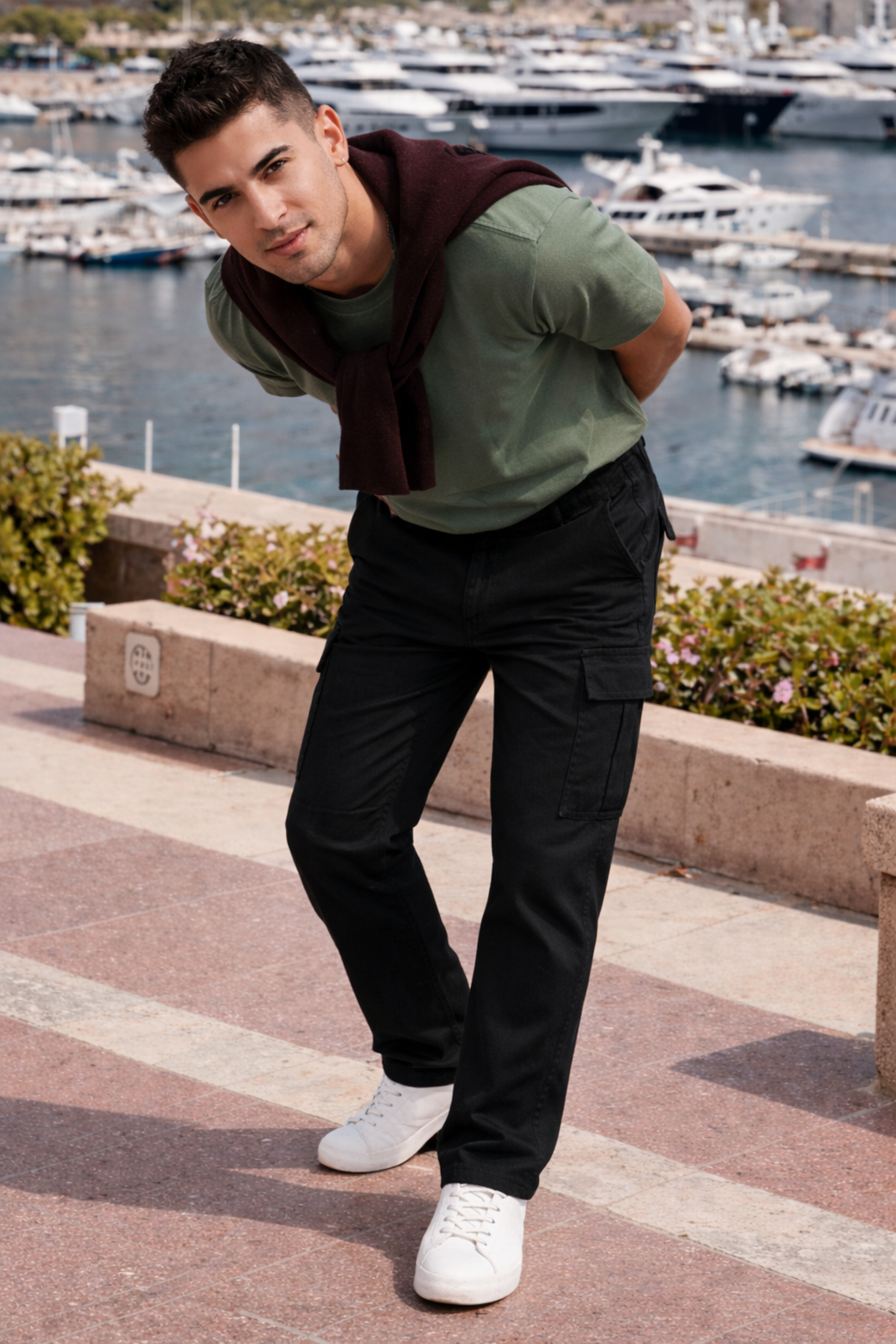 Erkek Relax Fit Siyah Baggy Kargo Pantolon