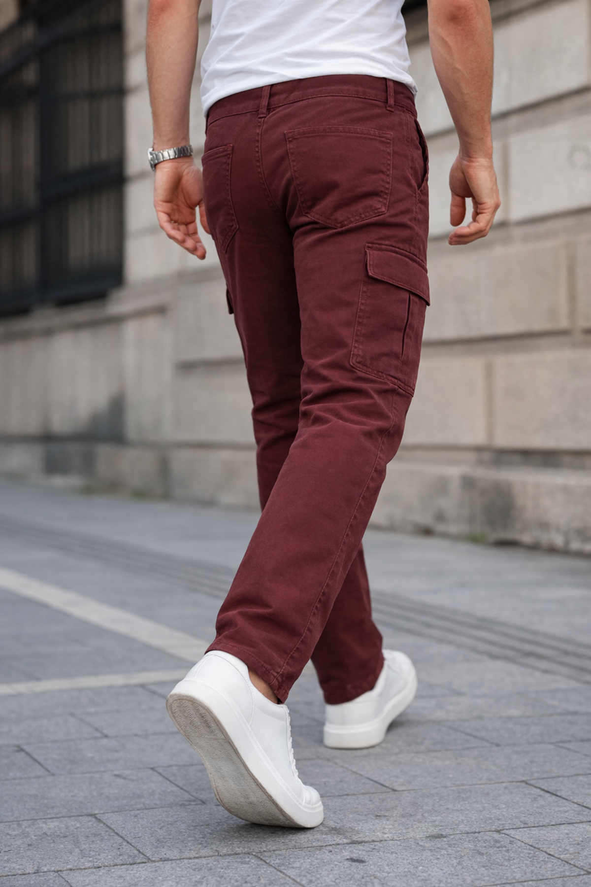 Erkek Kargo Cepli Pamuklu Kiremit Baggy Pantolon