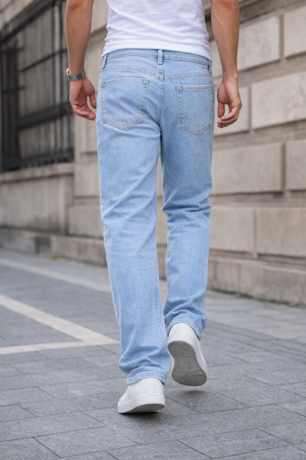 Erkek Kargo Cepli Pamuklu B.Mavi Baggy Pantolon